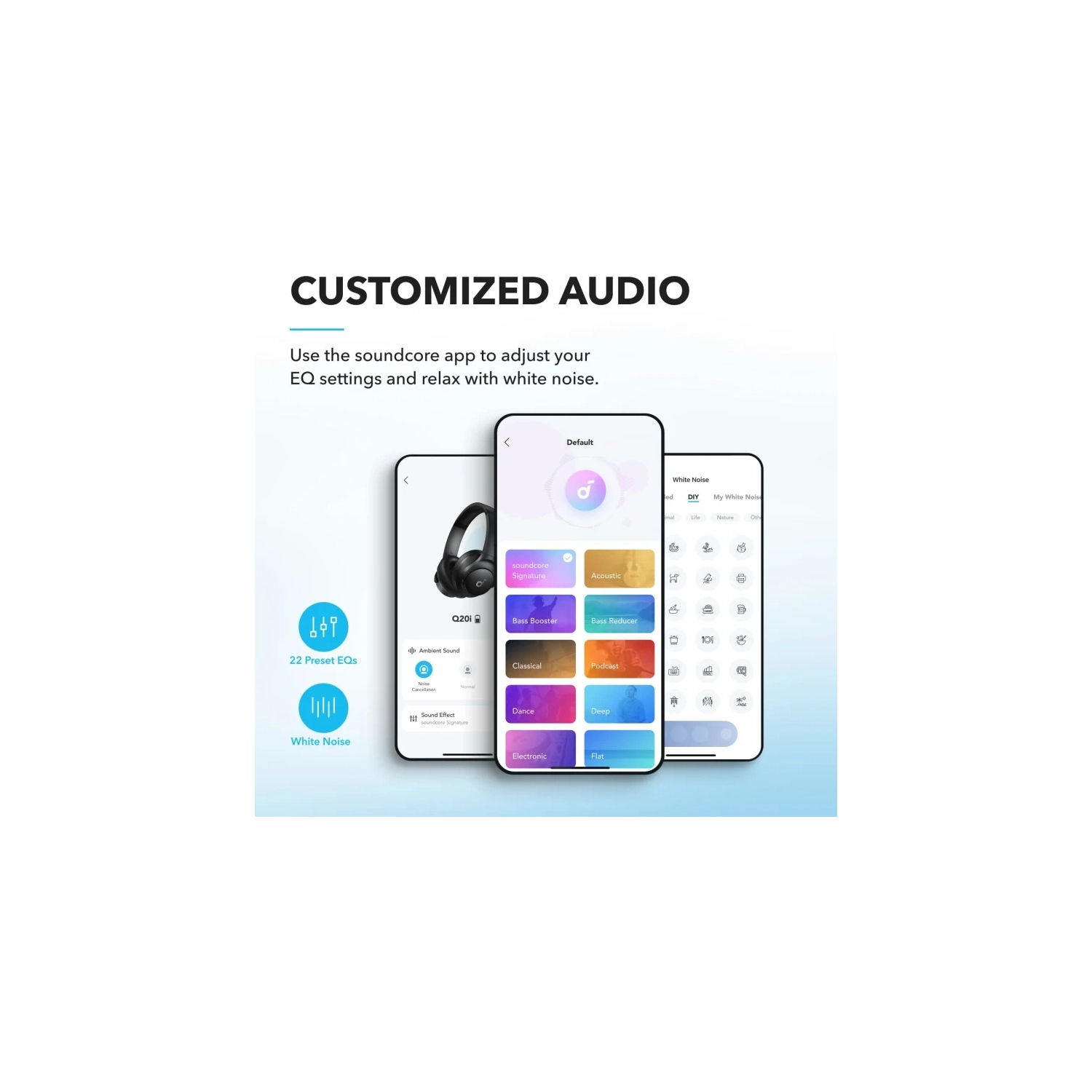 Soundcore Q20i Hybrid Active Noise Cancelling Headphones – Wireless Bluetooth, 40H ANC Playtime, Hi-Res Audio, Big Bass, Customizable App,