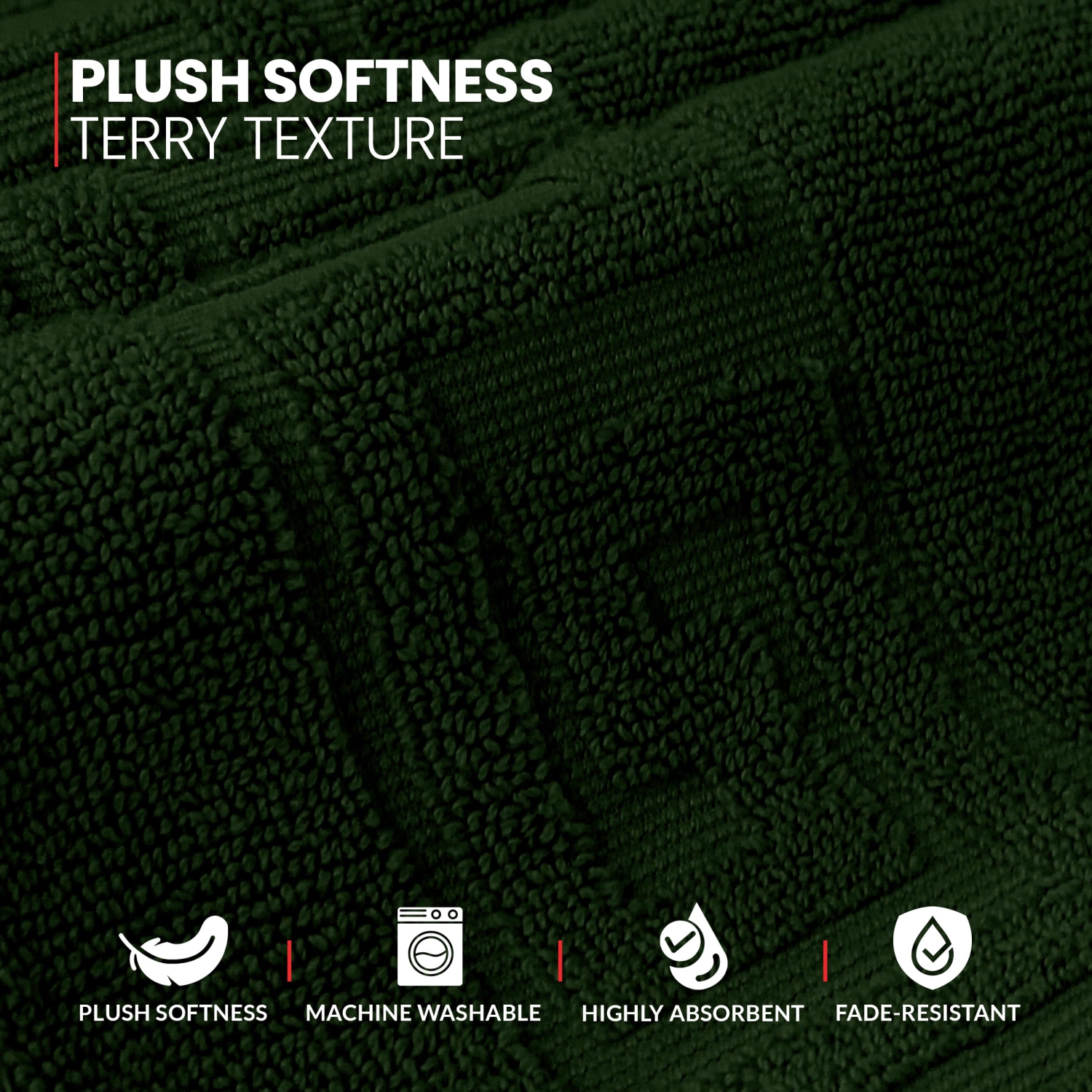 Tapis de bain Canadian Linen Everest, paq. 2, 20 x 30&nbsp;po, coton doux et absorbant léger, séchage rapide, motif grec, vert chasseur