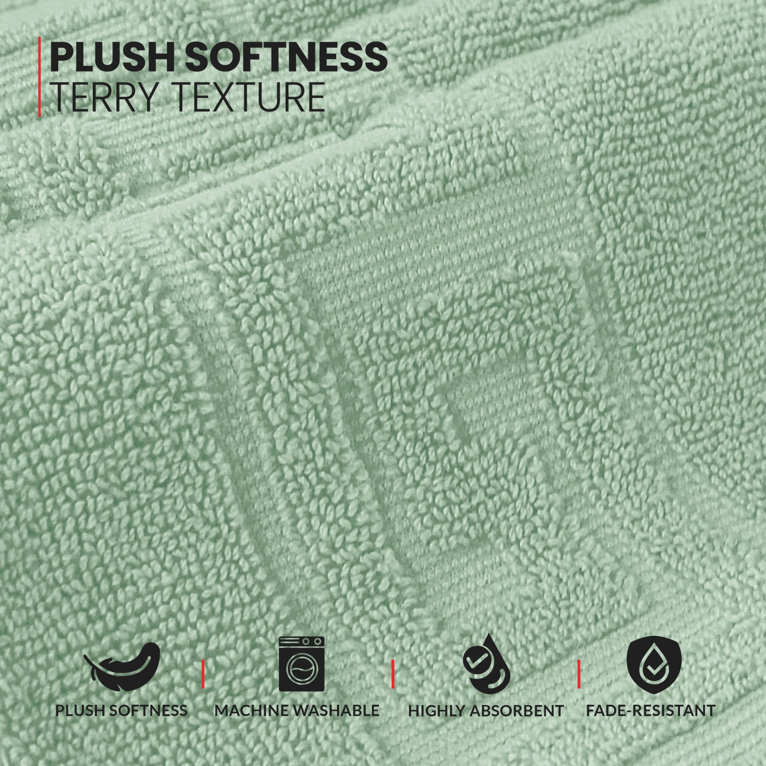 Canadian Linen Everest Bathmats, 2 Pack, 20"x30", Soft Absorbent Bath Mat Lightweight Quick Dry Washable Soft Shower with Greek Key Design, Sage Green