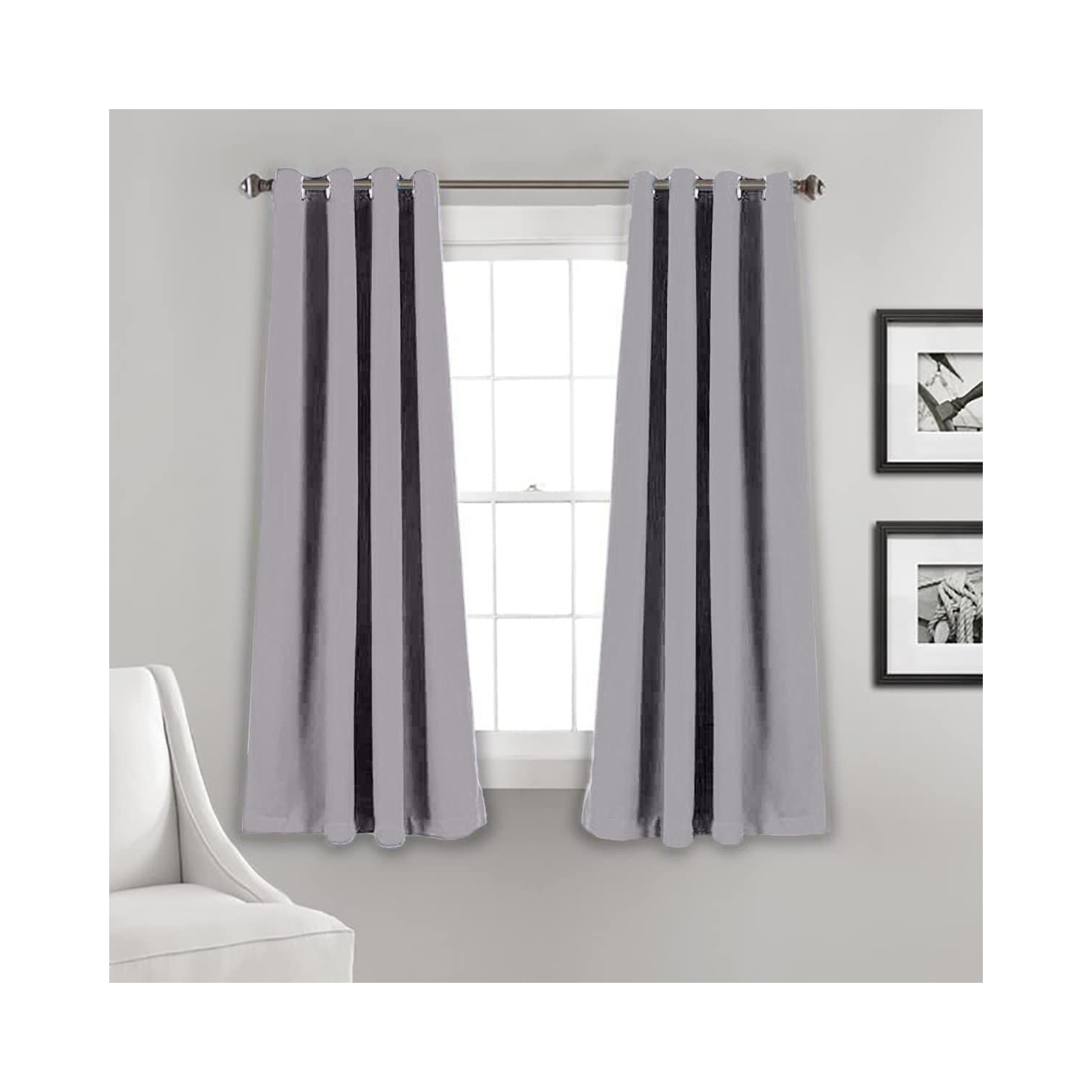 Rideau de fenêtre opaque en lin canadien, triple tissage, 52 2 larg. X 63 long., 3 couches de rideaux à anneaux en polyester sans bruit lavables,