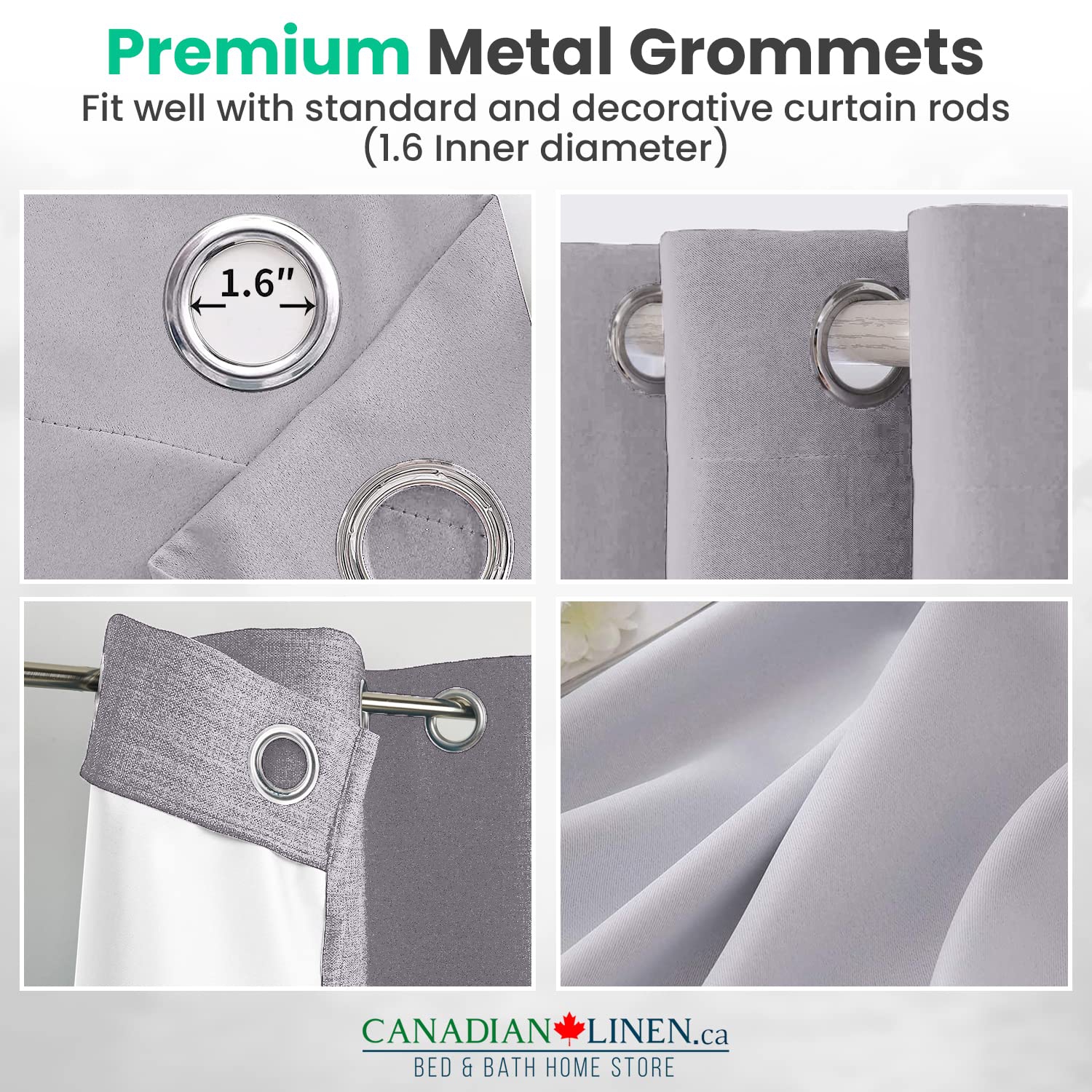 Rideau de fenêtre opaque en lin canadien, triple tissage, 52 2 larg. X 63 long., 3 couches de rideaux à anneaux en polyester sans bruit lavables,