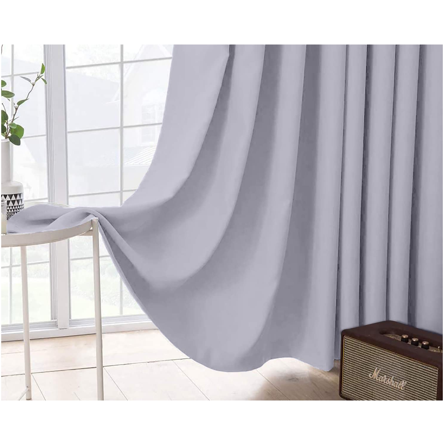 Rideau de fenêtre opaque en lin canadien, triple tissage, 52 2 larg. X 63 long., 3 couches de rideaux à anneaux en polyester sans bruit lavables,