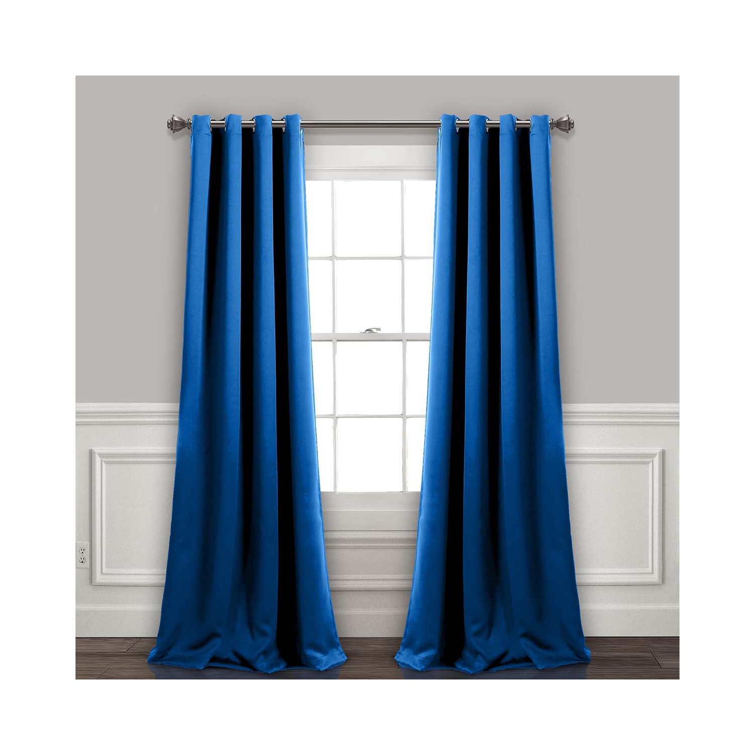 Rideau de fenêtre opaque en lin canadien, triple tissage, 52 2 larg. X 84 long., 3 couches de rideaux à anneaux en polyester sans bruit lavables, bleu