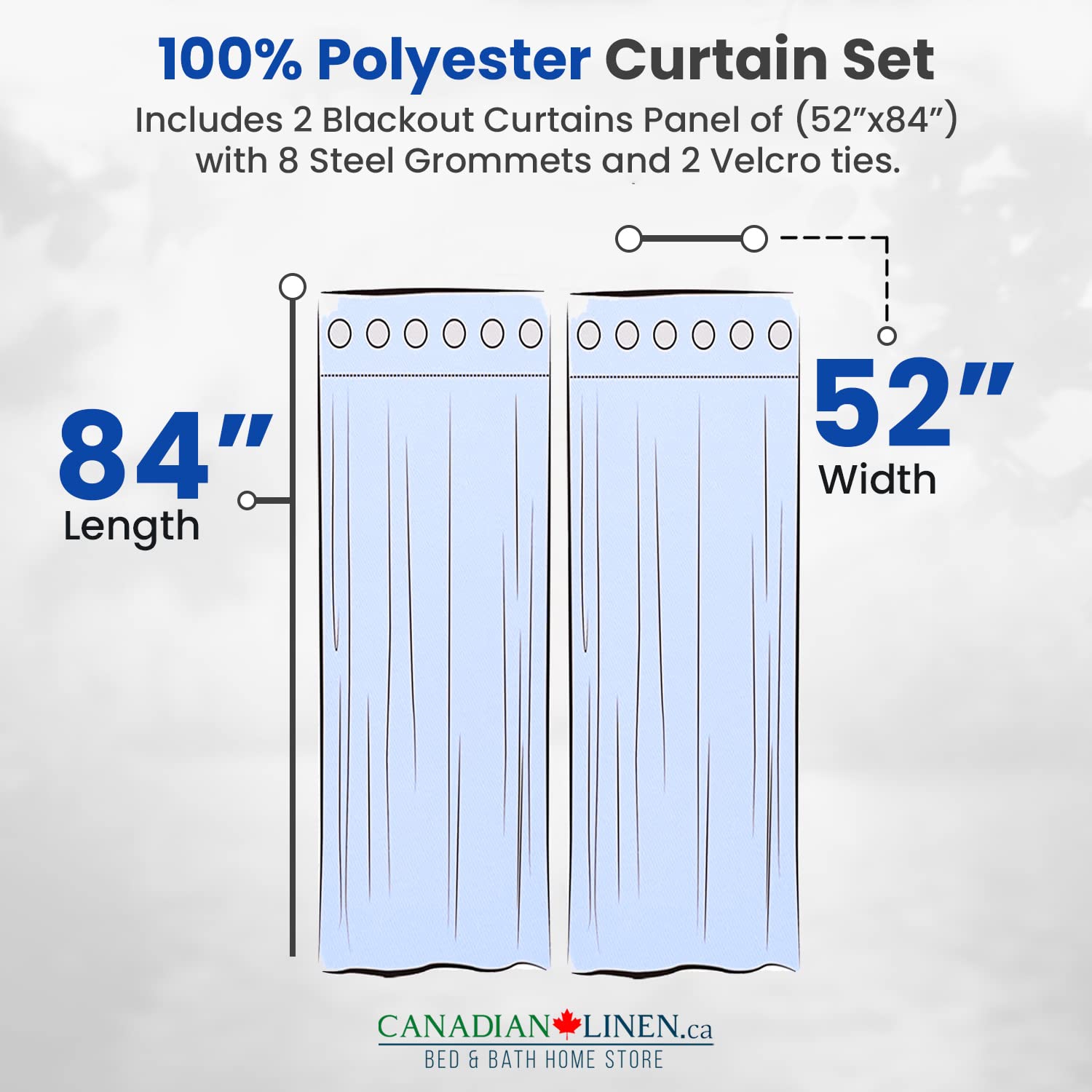 Rideau de fenêtre opaque en lin canadien, triple tissage, 52 2 larg. X 84 long., 3 couches de rideaux à anneaux en polyester sans bruit lavables, bleu