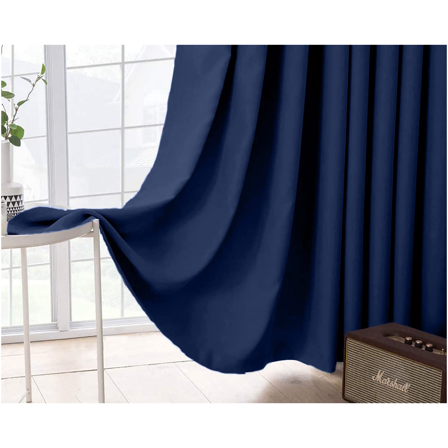 Rideau de fenêtre opaque en lin canadien, triple tissage, 52 larg. X 63 long., 3 couches, anti-lumière, 2 panneaux, anneaux en polyester lavables,