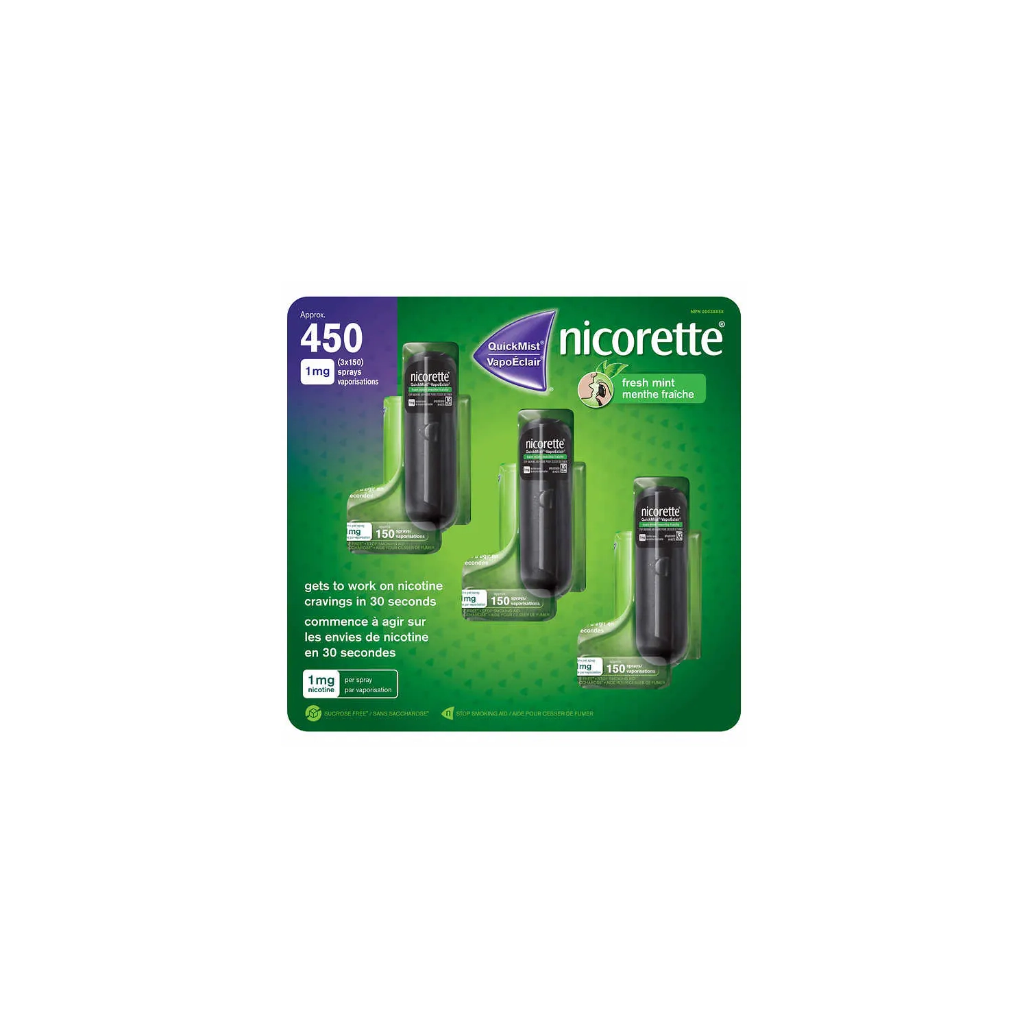 Nicorette QuickMist Fresh Mint 150 sprays, 3-pack