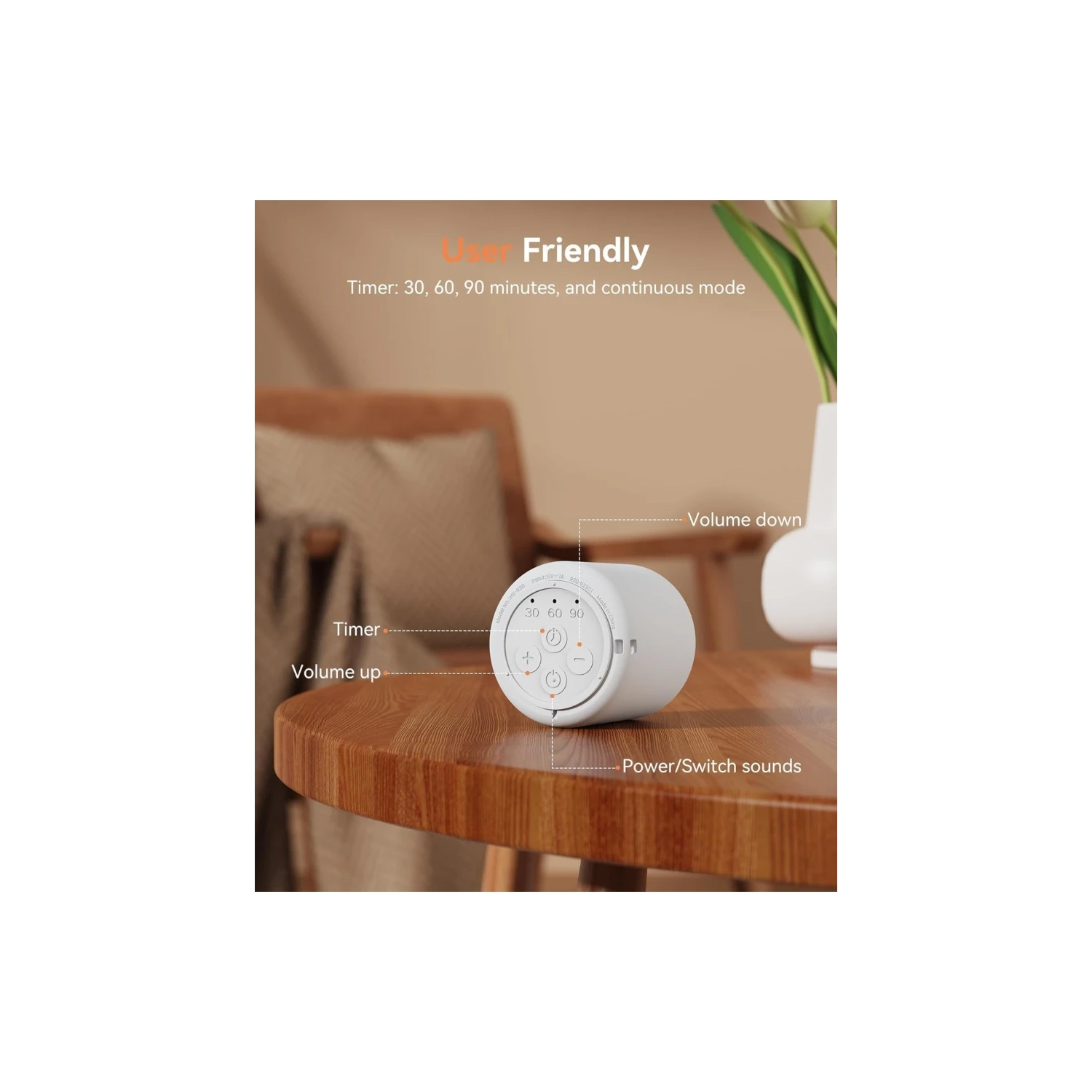 Dreamegg White Noise Machine – Portable Sound Machine for Baby and Adult, Travel-Friendly, 16 Soothing Sounds, Rechargeable, Mini Sound Machine for