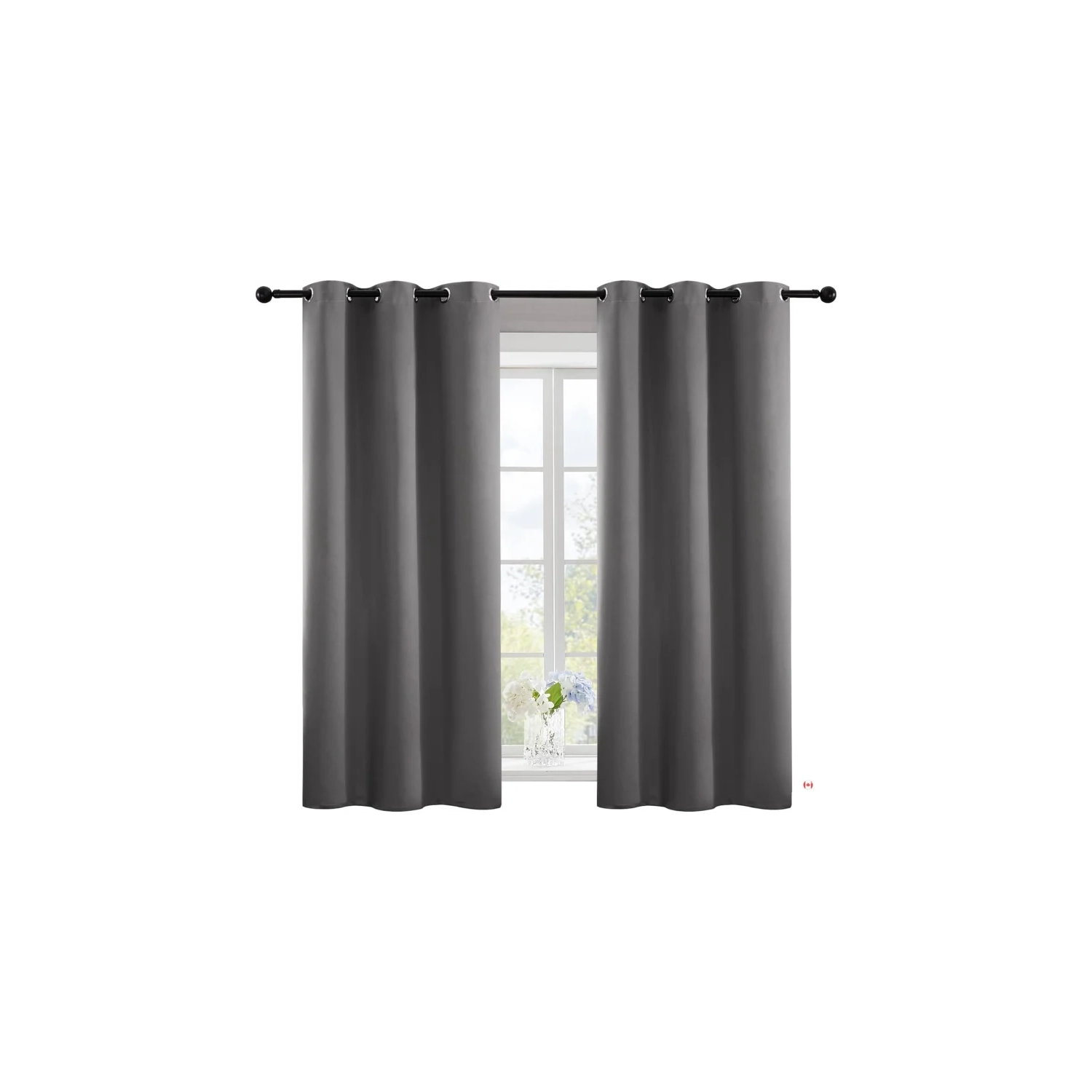Rideaux opaques pour chambre à coucher - thermique, rideaux assombrissants pour fenêtres, longueur de 63 po, 42 x 63 po, gris foncé, ensemble de 2