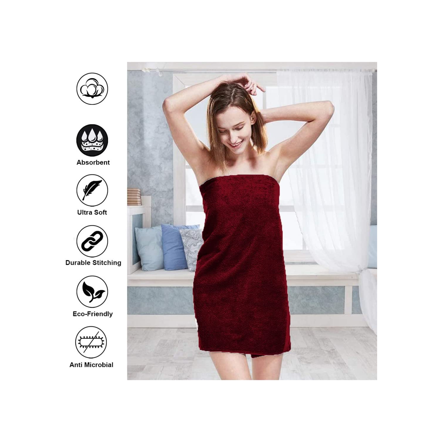 Canadian Linen 4 Pack Luxury Burgundy Spa Bath Sheet Extra Large Towels 30"x54", 500 GSM Premium Organic Cotton Towel Soft Absorbent Lightweight