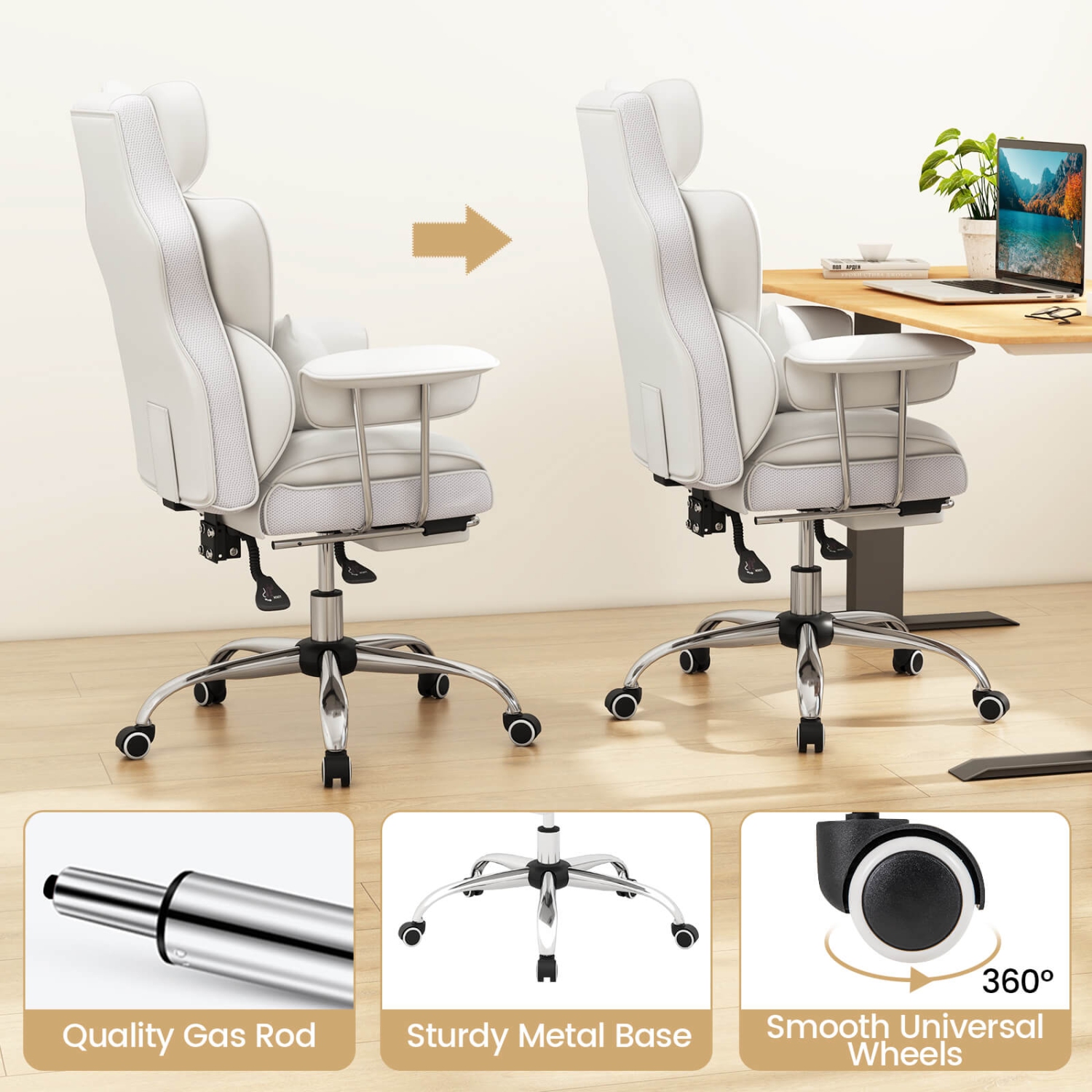 Fauteuil de bureau Big and Tall avec repose-pieds de Costway