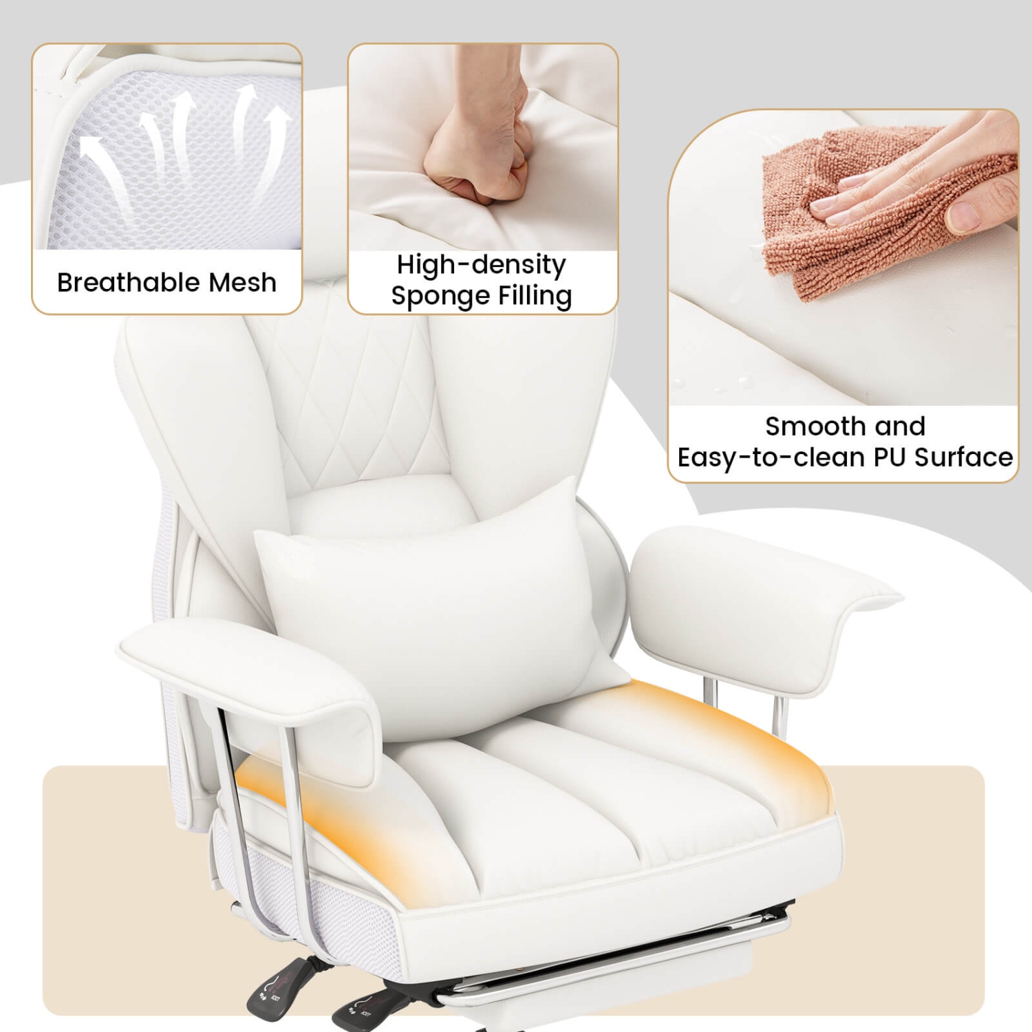 Fauteuil de bureau Big and Tall avec repose-pieds de Costway