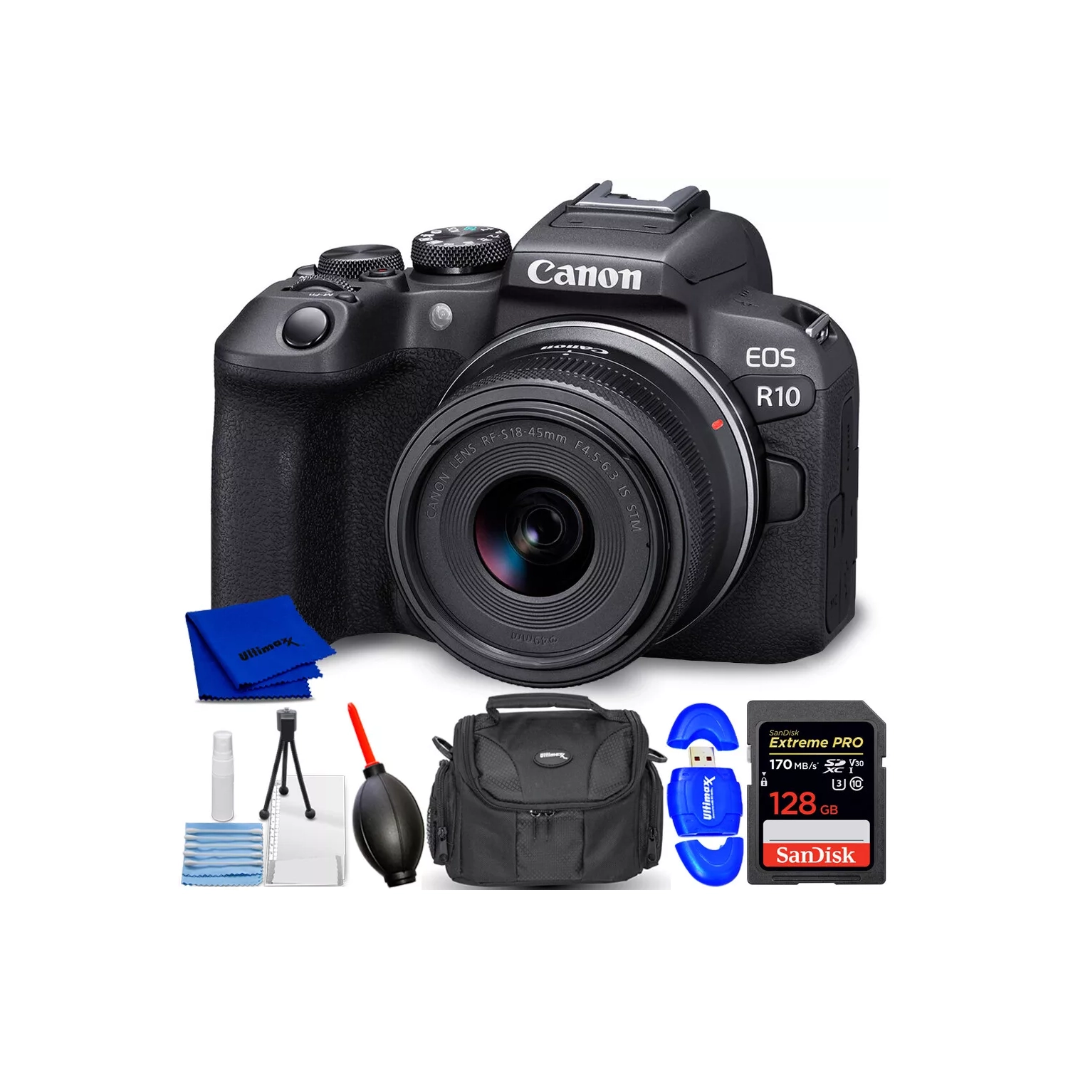 Appareil photo sans miroir EOS R10 de Canon avec objectif RF-S 18-45&nbsp;mm f/4,5-6,3 IS STM
