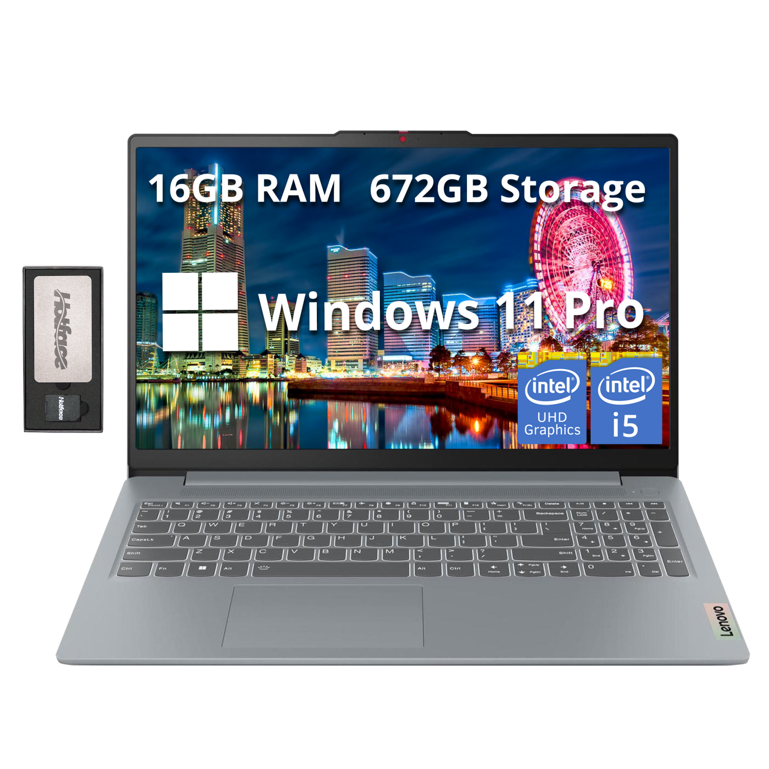 Lenovo IdeaPad Slim 3 15.6" FHD Laptop for Business & Students, i5-13420H, 672GB Storage(512GB SSD+160GB Docking Station), 16GB DDR5, UHD Graphics, Num Pad, Win 11 Pro,Gray