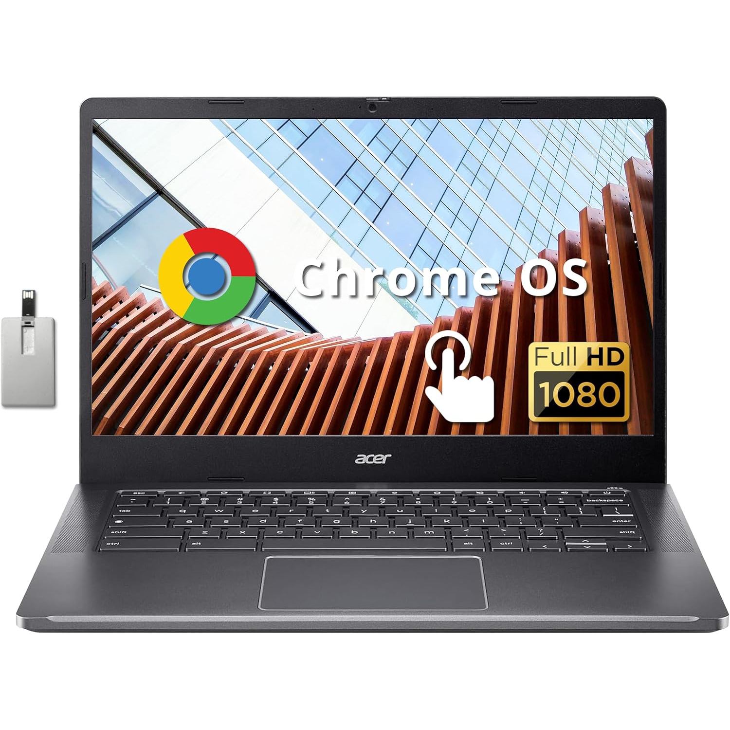 Acer Chromebook Plus 14" FHD IPS Touchscreen Laptop, Intel i3-N305 Processor, 640GB Storage, 8GB RAM, Intel UHD Graphics, Wi-Fi 6E, Chrome OS, Gray