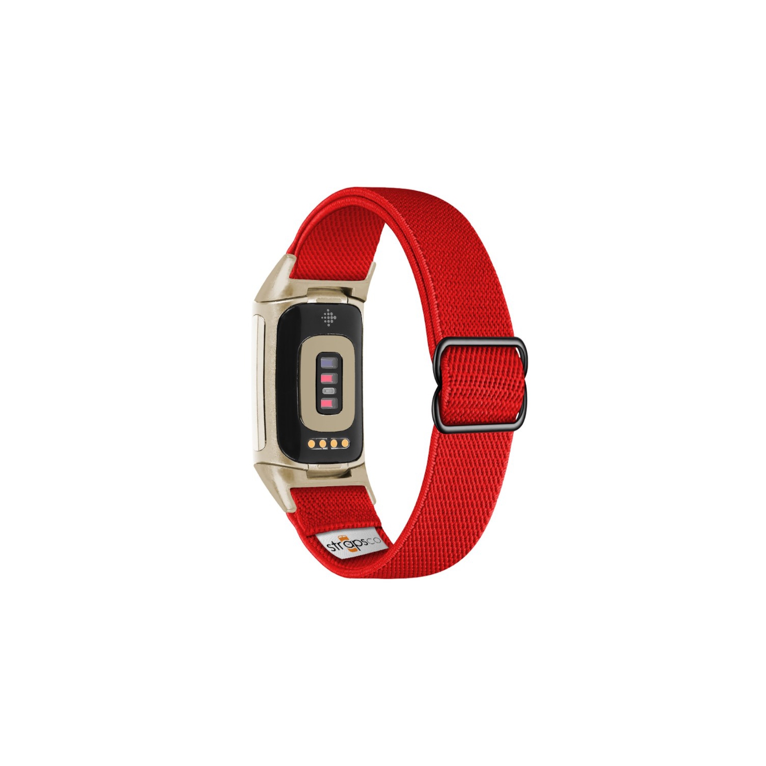 Bracelet élastique en nylon pour charge 5 de Fitbit - Rouge - Adaptateur champagne doré