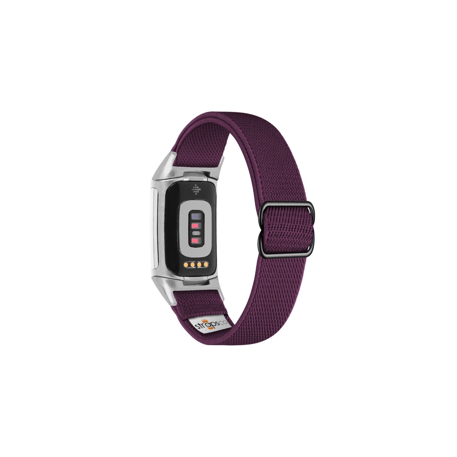 Nylon Stretch Band for Fitbit Charge 5 - Purple - Silver Adapter