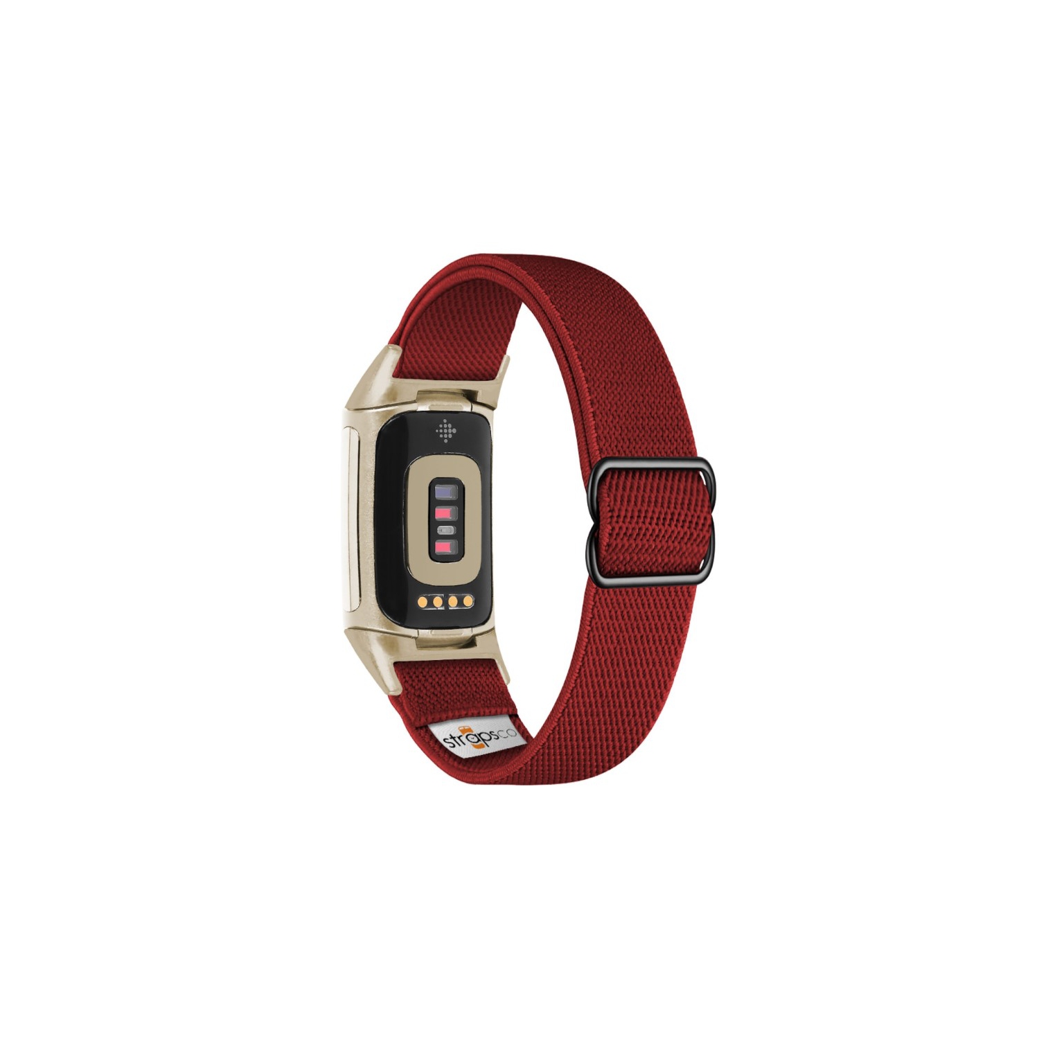 Bracelet élastique en nylon pour charge 5 de Fitbit - Rouge foncé - Adaptateur champagne doré