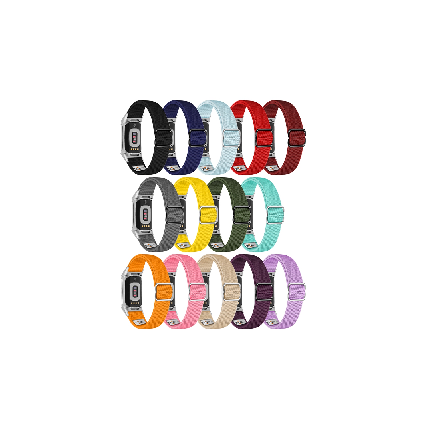 Bracelet élastique en nylon pour charge 5 de Fitbit - Bleu pâle - Adaptateur argenté