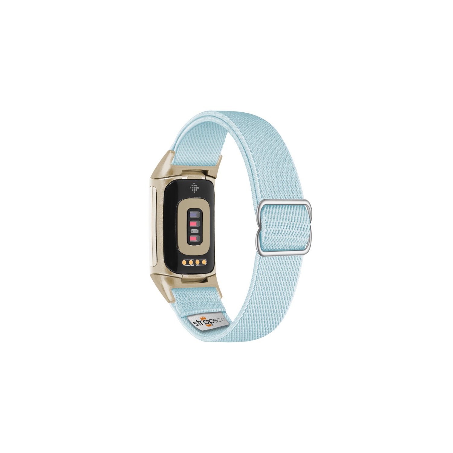 Bracelet élastique en nylon pour charge 5 de Fitbit - Bleu pâle - Adaptateur champagne doré