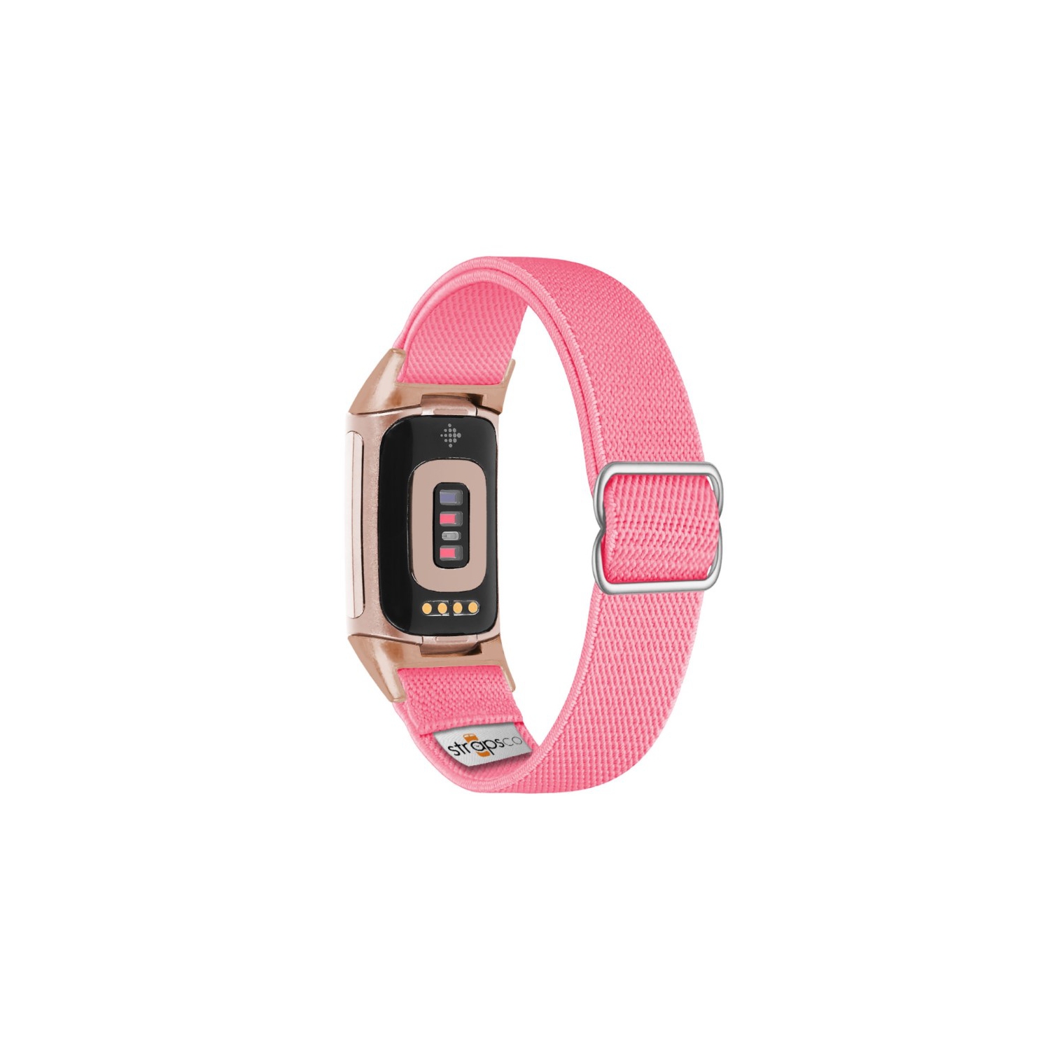 Bracelet élastique en nylon pour charge 5 de Fitbit - Rose - Adaptateur rose doré