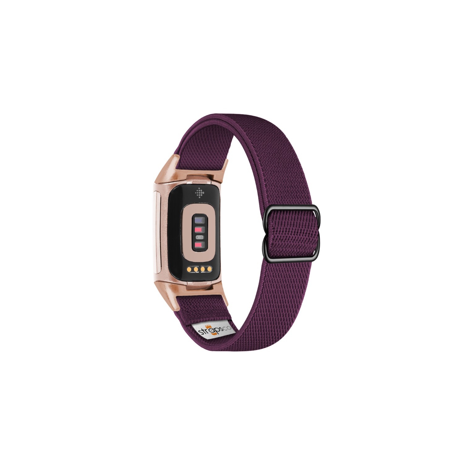Bracelet élastique en nylon pour charge 5 de Fitbit - Violet - Adaptateur rose doré