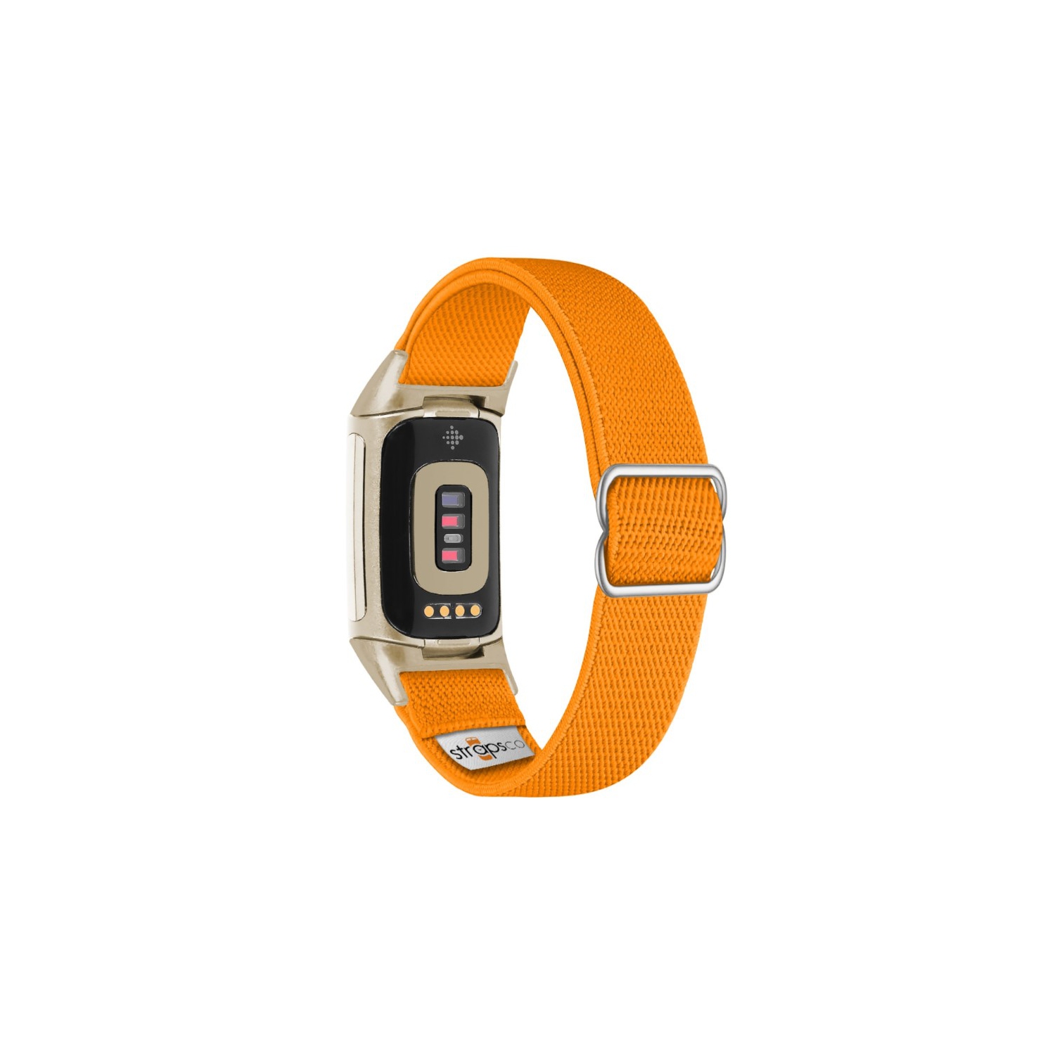 Bracelet élastique en nylon pour charge 5 de Fitbit - Orange - Adaptateur champagne doré