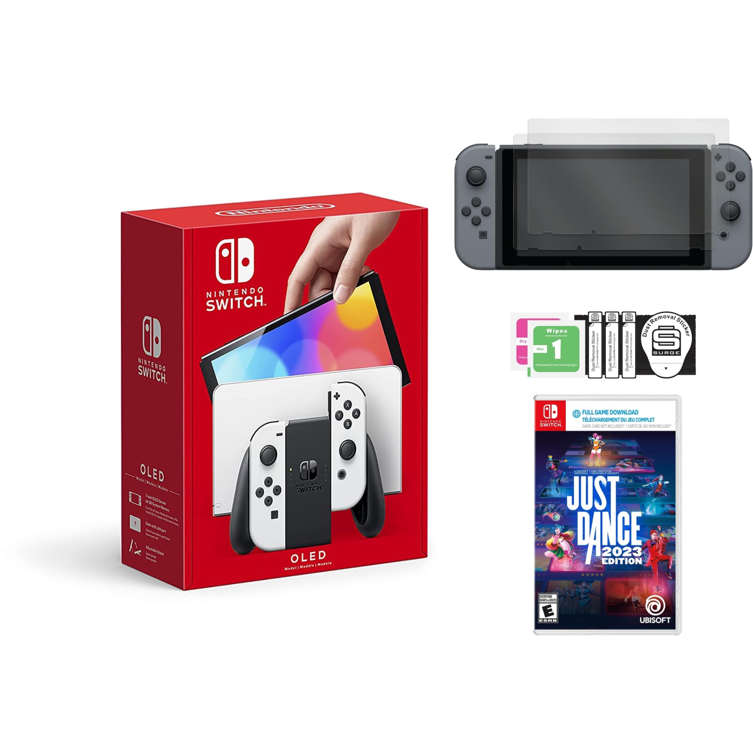 Nintendo Switch OLED Console with Just Dance & Screen Protector 2-Pack