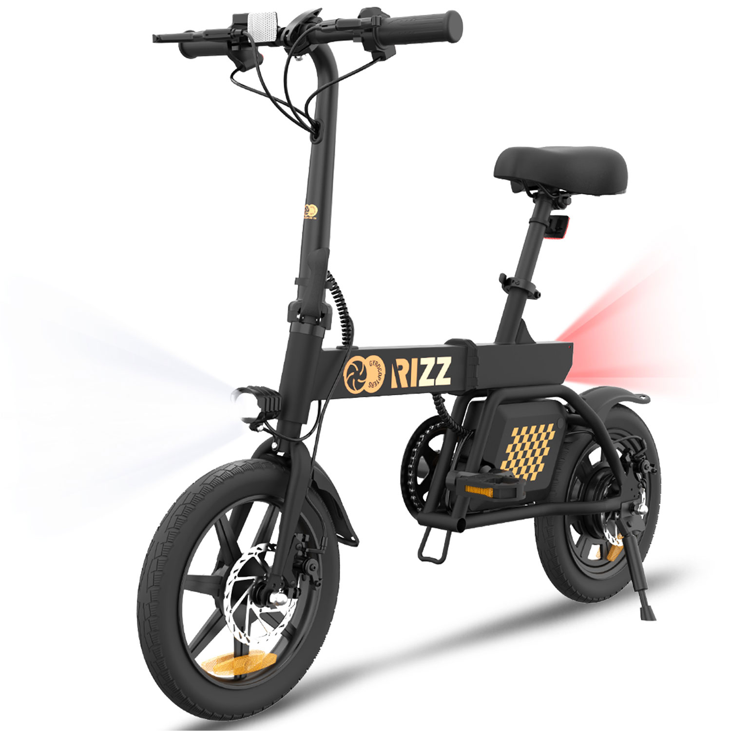 Gyrocopters Rizz B20 Foldable Electric City Bike (350W Motor / Up to 55km Battery Range / 25 km/h Top Speed) - Black