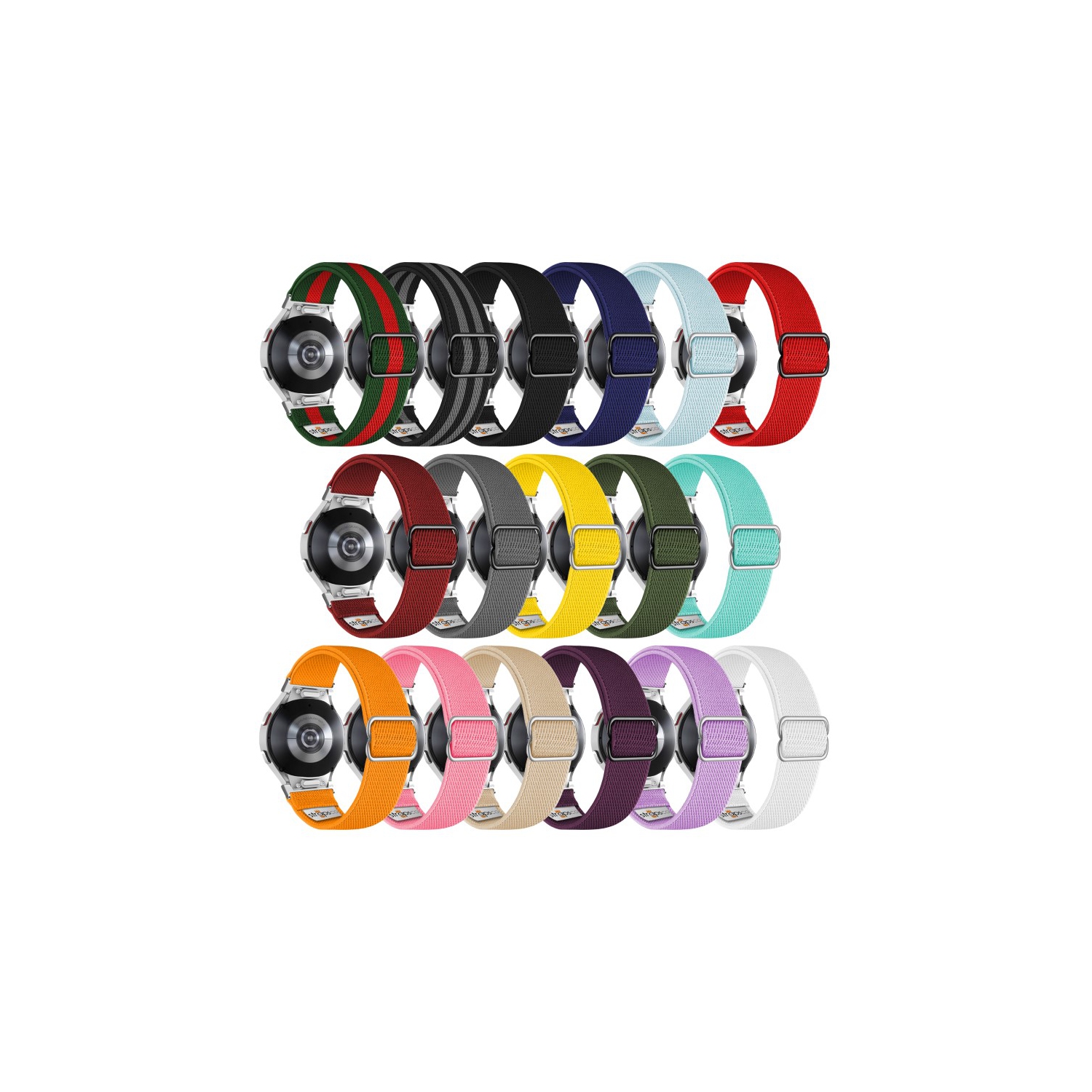 Nylon Stretch Band for Samsung Galaxy Watch 6 - Grey - Silver Adapter