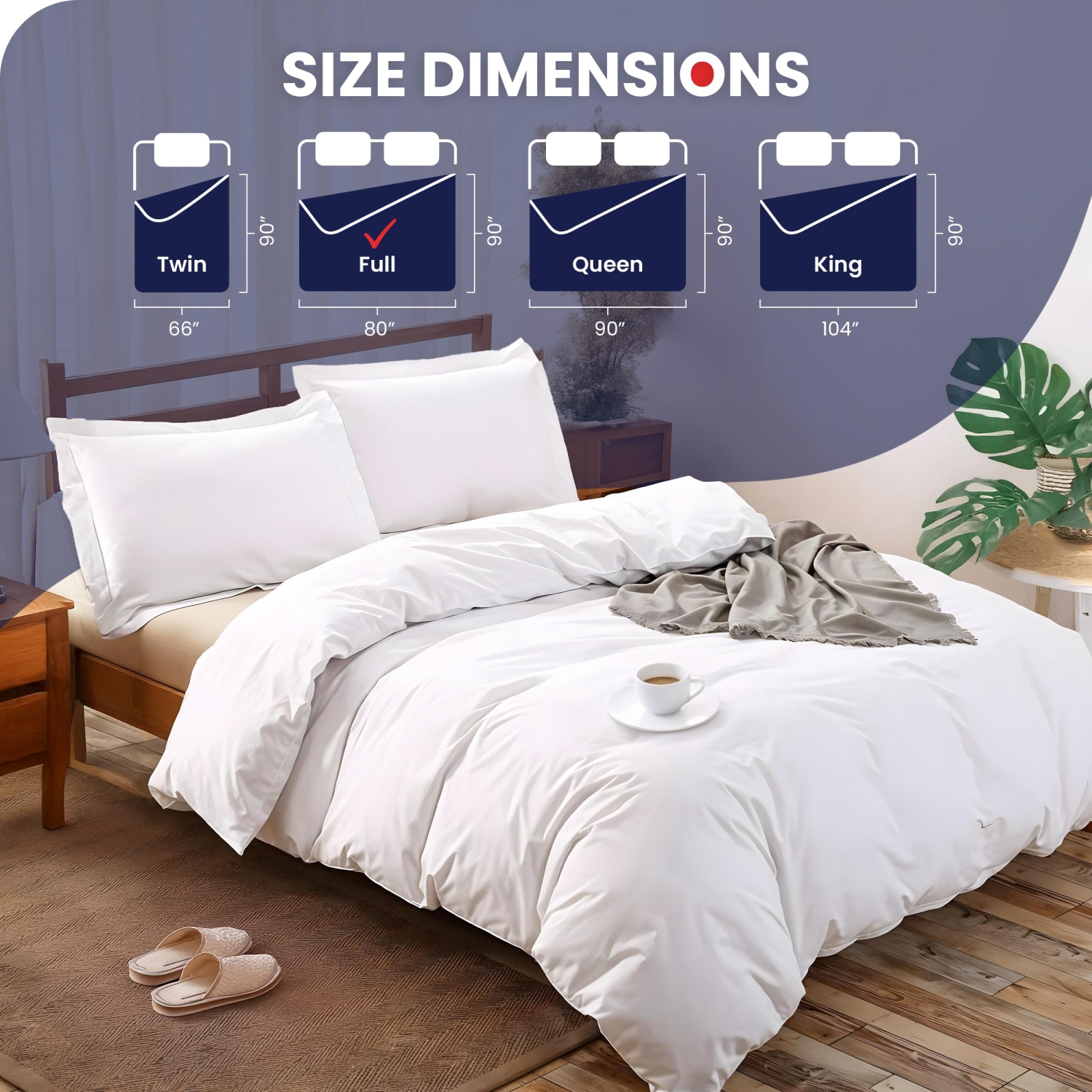 Ens. Housse de couette en microfibre de lin canadien 3 pcs, 80 x 90&nbsp;po, 1 housse avec fermeture à glissière et 2 taie d'oreiller, literie Home