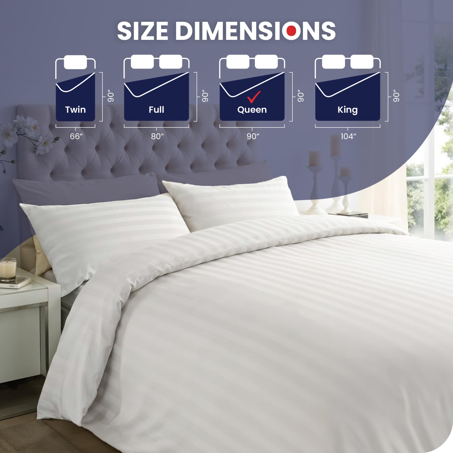 Ens. Housse de couette en microfibre de lin canadien 3 pcs, 104 x 90&nbsp;po, 1 housse avec fermeture à glissière et 2 taie d'oreiller, literie Motel