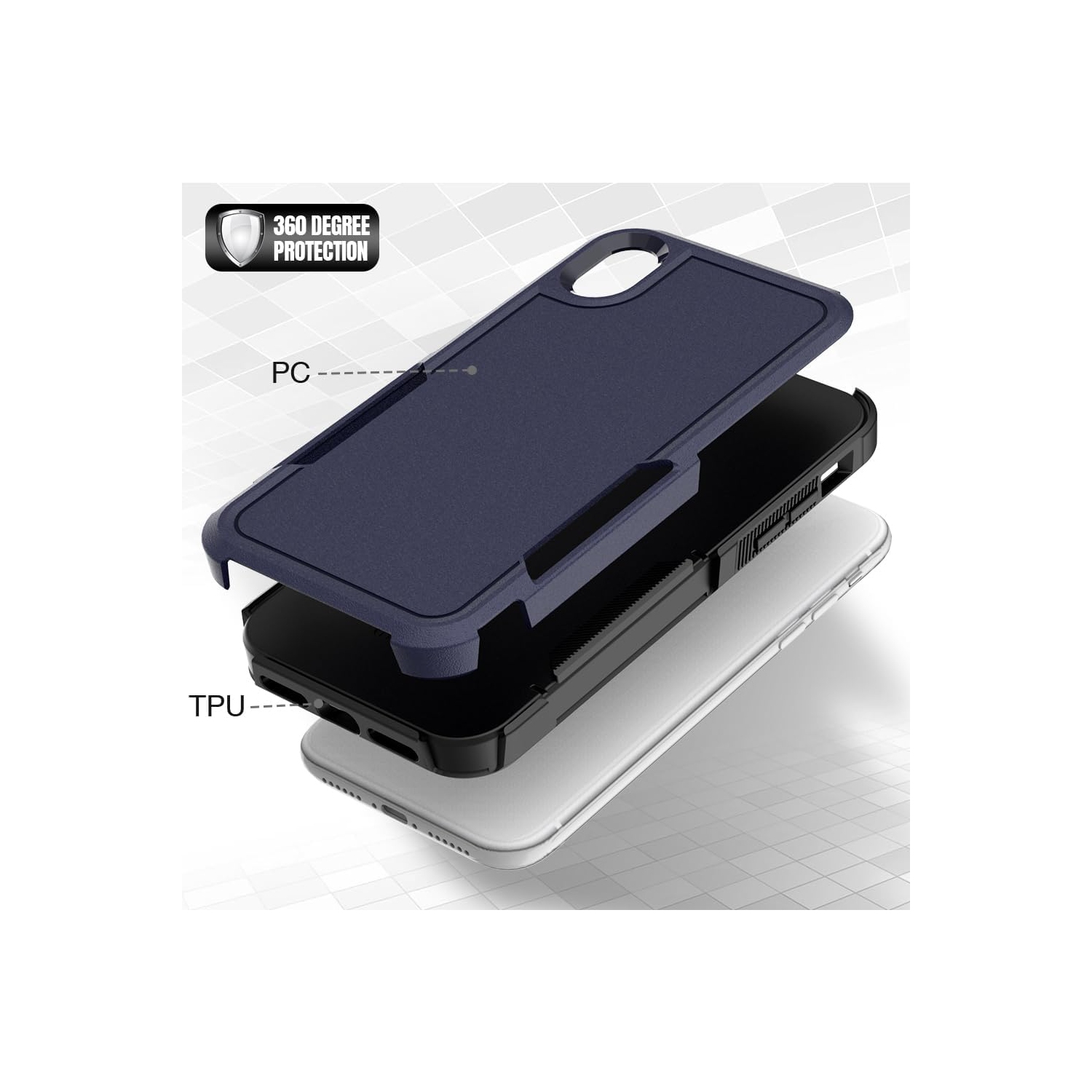 XCRS Apple iPhone XR Case Dual Layered Comm Rugged, Heavy Duty, Tuff Cover