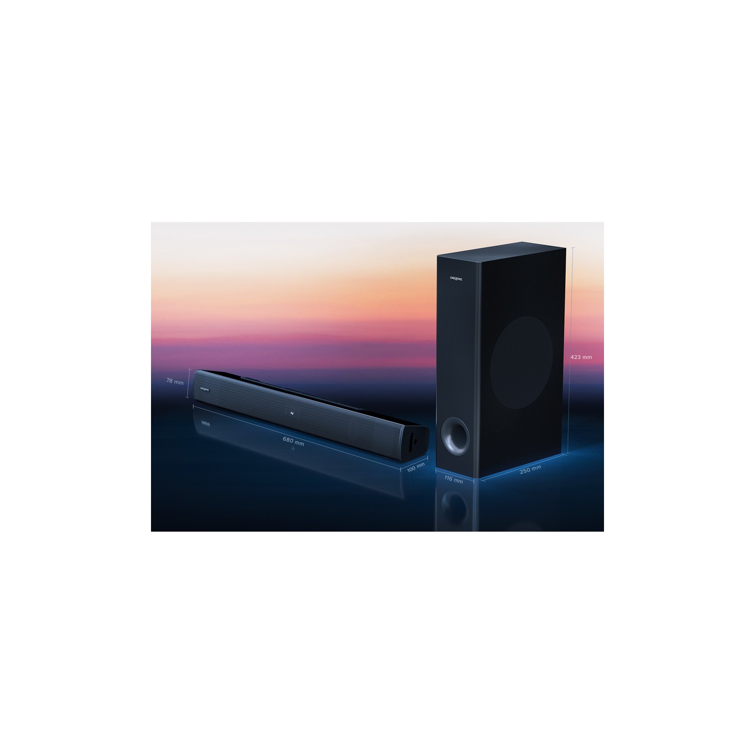 Creative Labs Stage V2 160-Watt 2.1 Channel Sound Bar with Wireless Subwoofer -