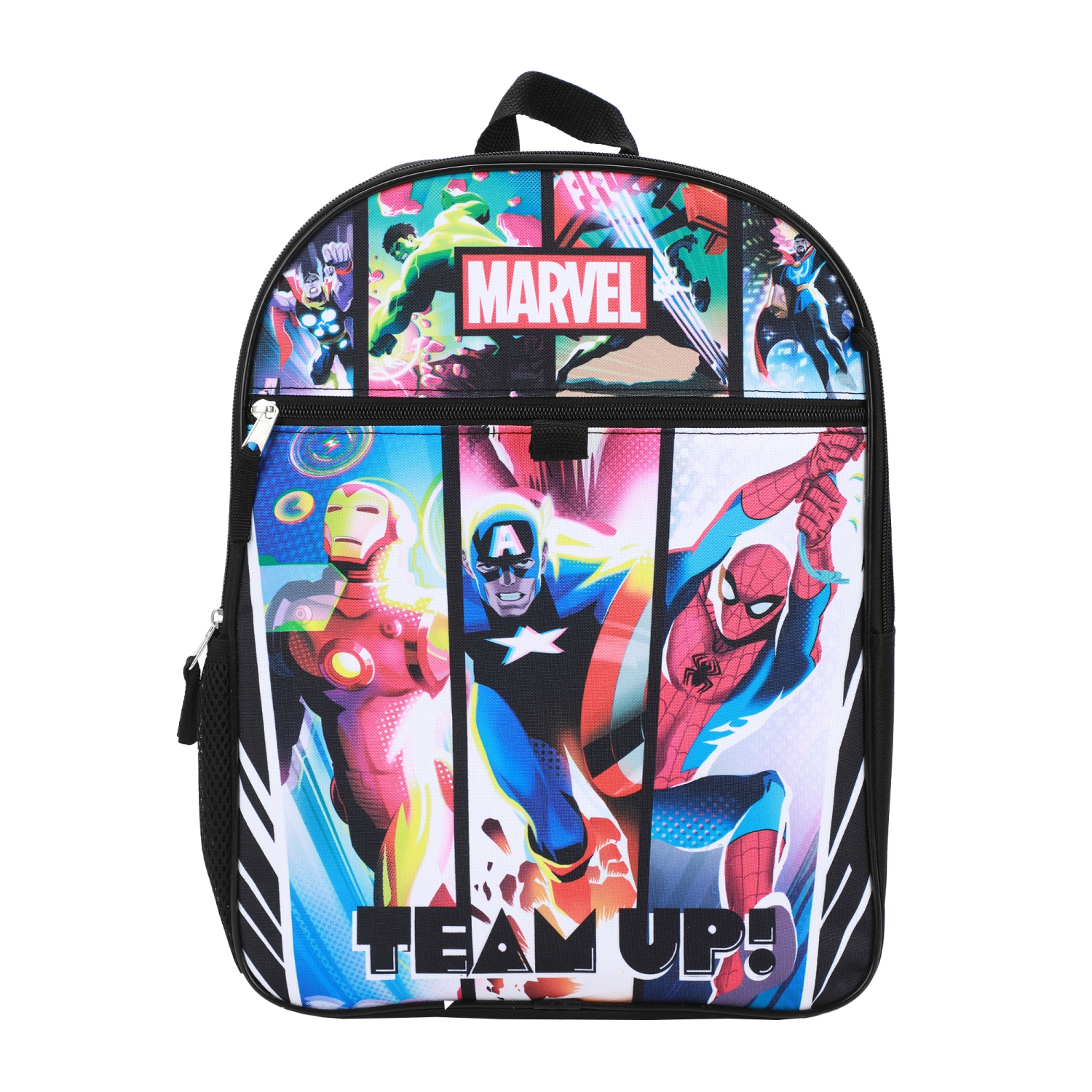 Marvel Avengers Team Up! Kids 16" Backpack and Lunch Bag 5 Piece Set