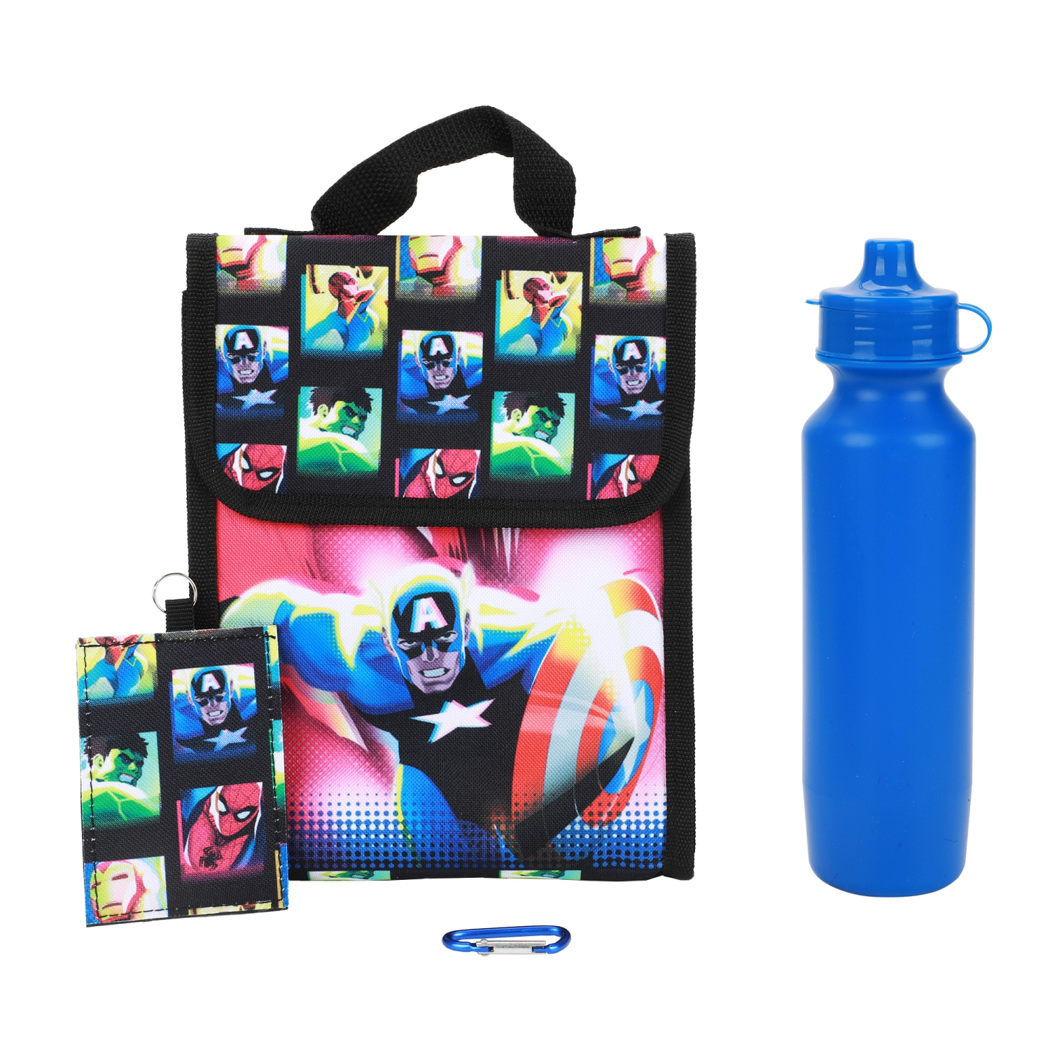 Marvel Avengers Team Up! Kids 16" Backpack and Lunch Bag 5 Piece Set