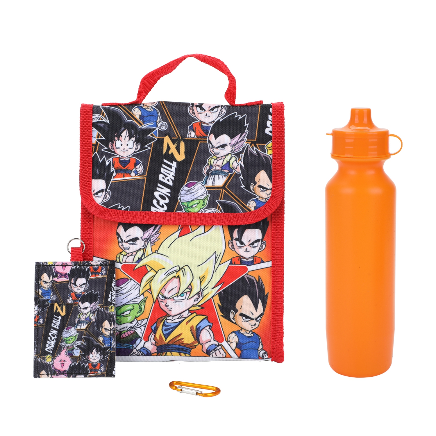Dragon Ball Z Characters Chibi Collage Kids 16" Backpack and Lunch Bag 5 Piece Set