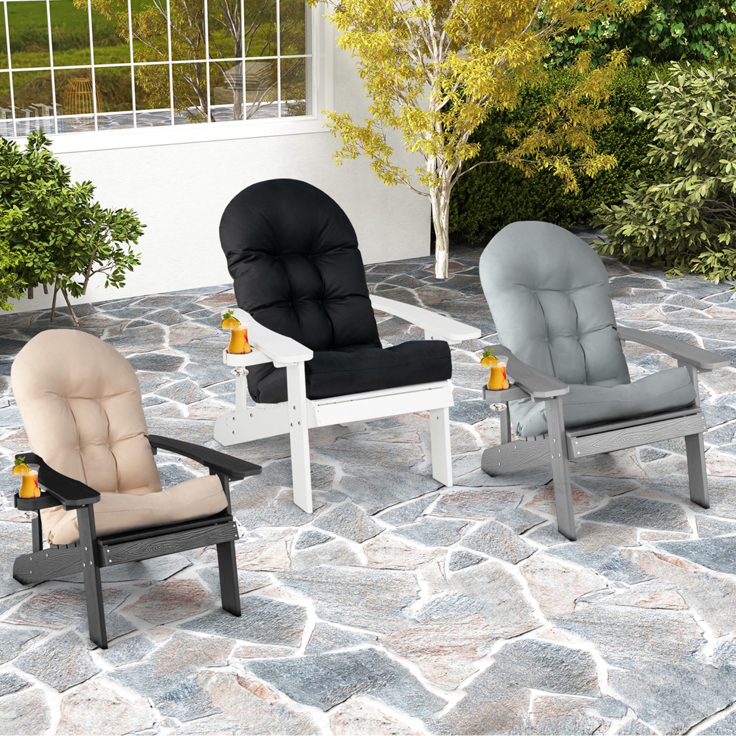 Fauteuil Adirondack avec coussin et porte-gobelet HIPS de Costway