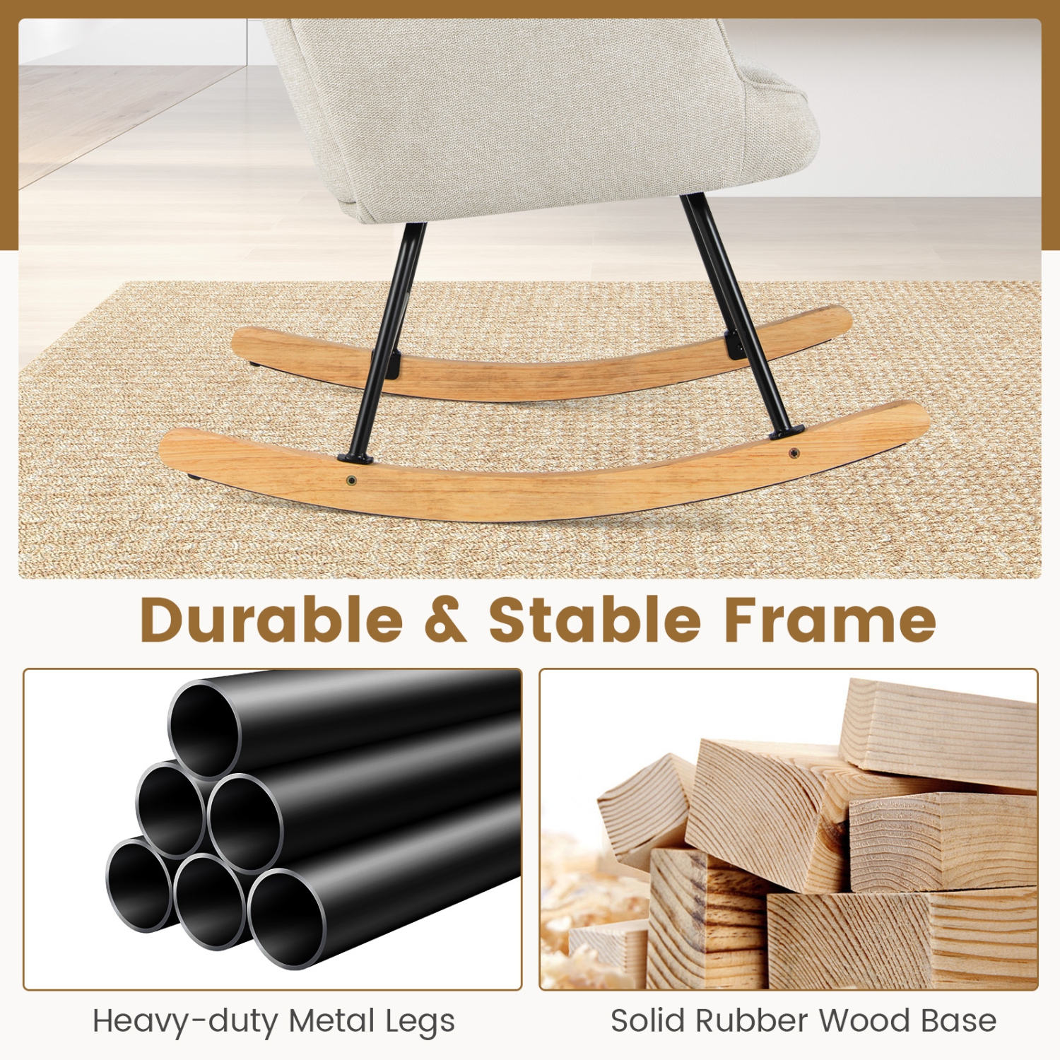 Chaise berçante en lin de Giantex avec accoudoirs rembourrés et siège pour chambre de bébé