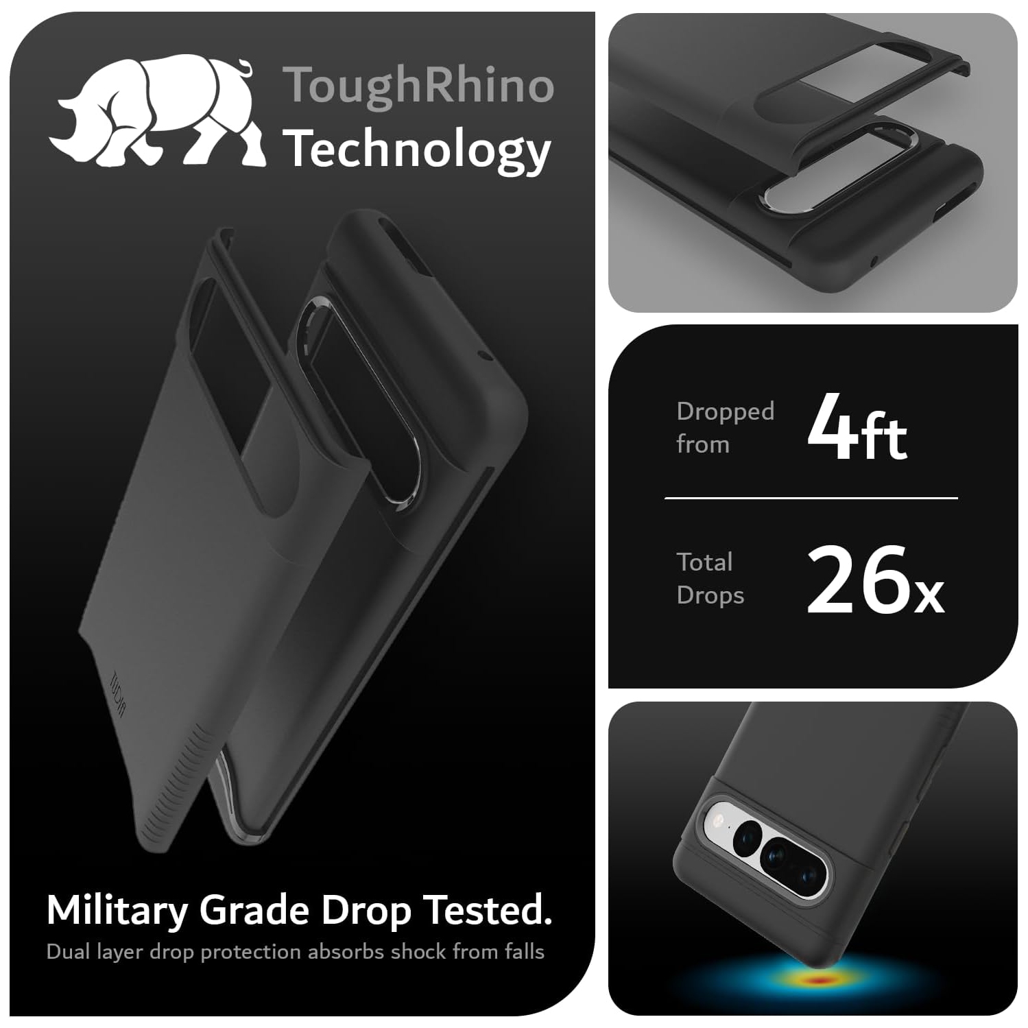 TUDIA Merge Google Pixel 7 Pro 5G Case Dual Layer - Matte Black