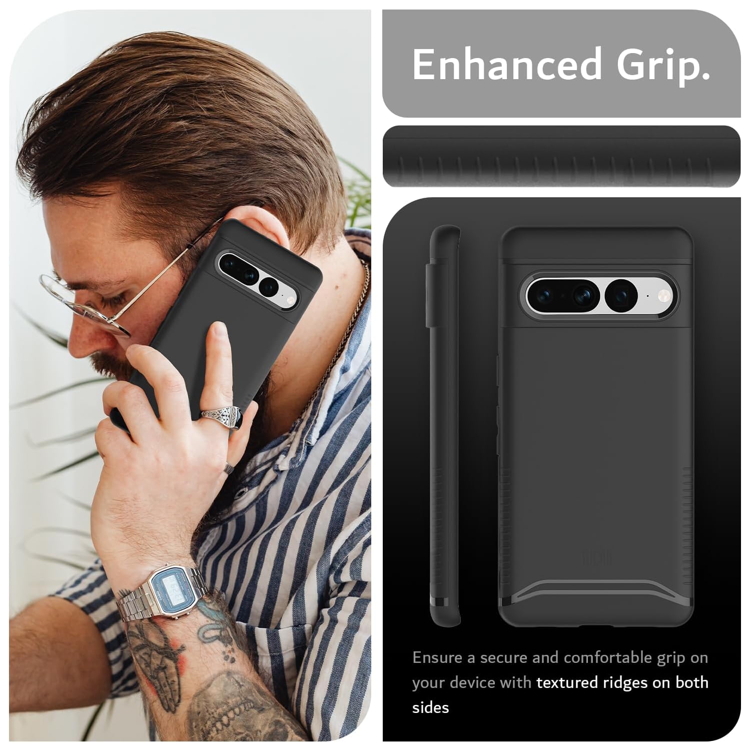 TUDIA Merge Google Pixel 7 Pro 5G Case Dual Layer - Matte Black