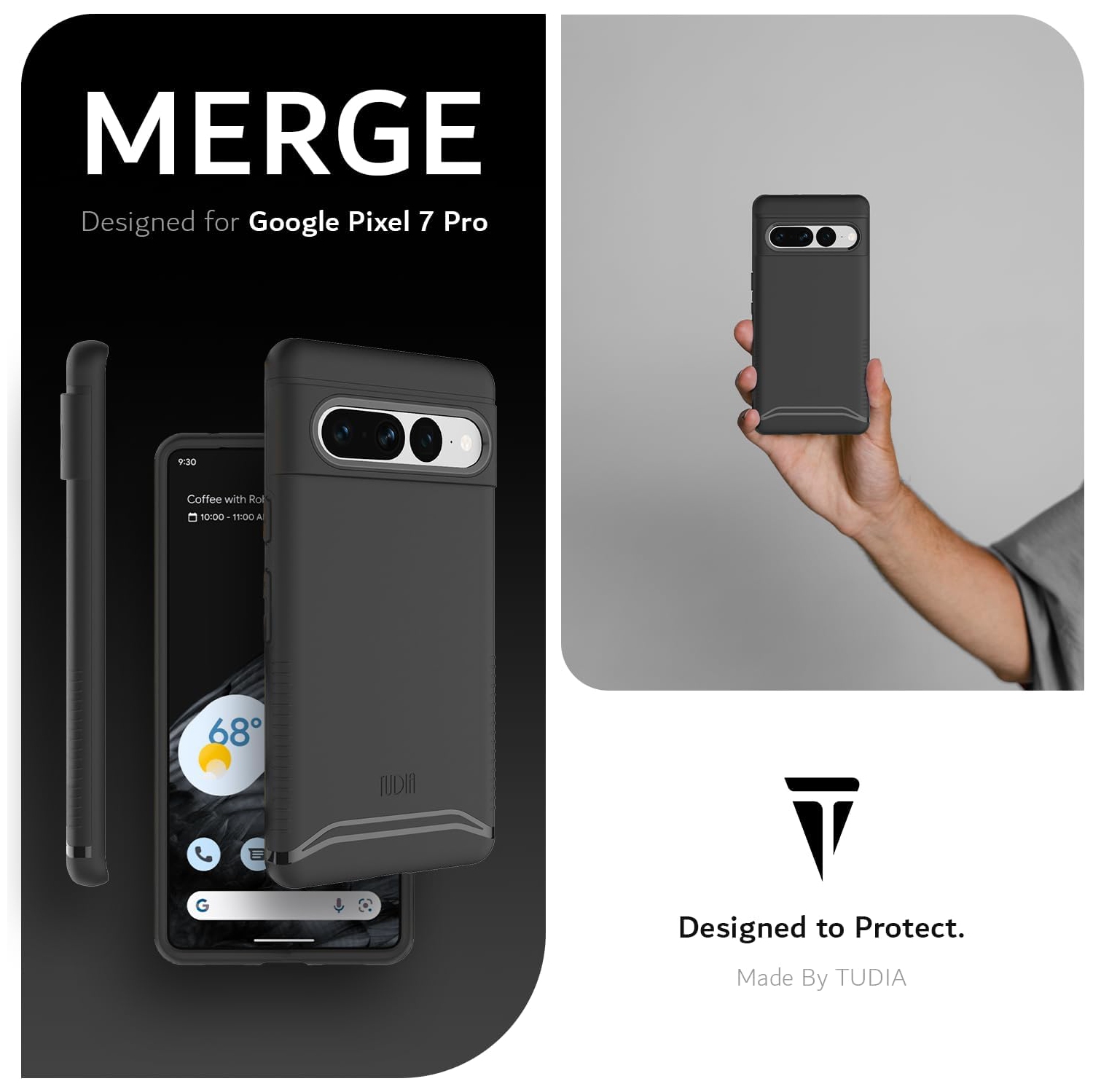 TUDIA Merge Google Pixel 7 Pro 5G Case Dual Layer - Matte Black