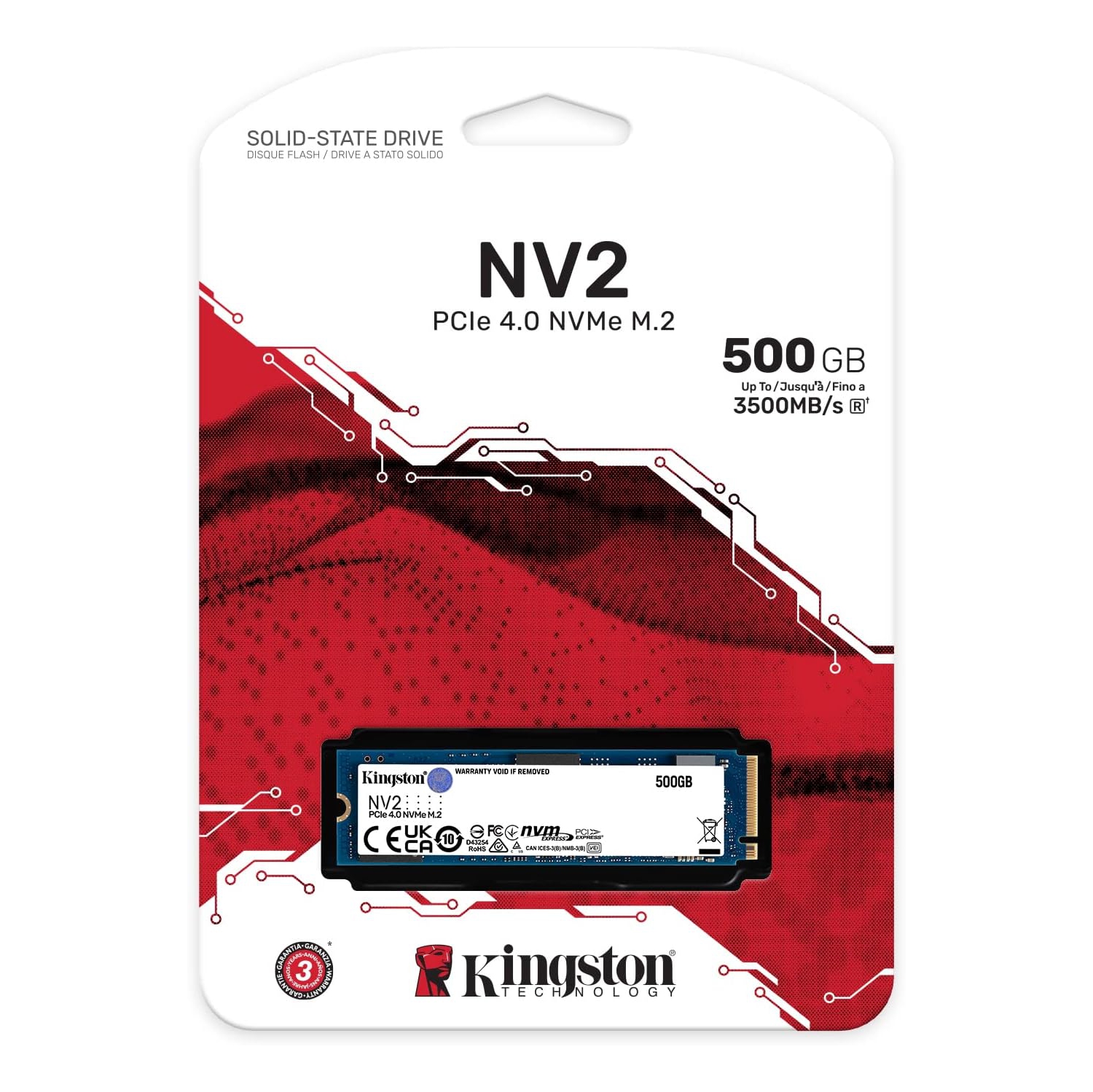 Kingston NV2 500G M.2 2280 NVMe Internal SSD | PCIe 4.0 Gen 4x4 | Up to 3500 MB/s | SNV2S/500G