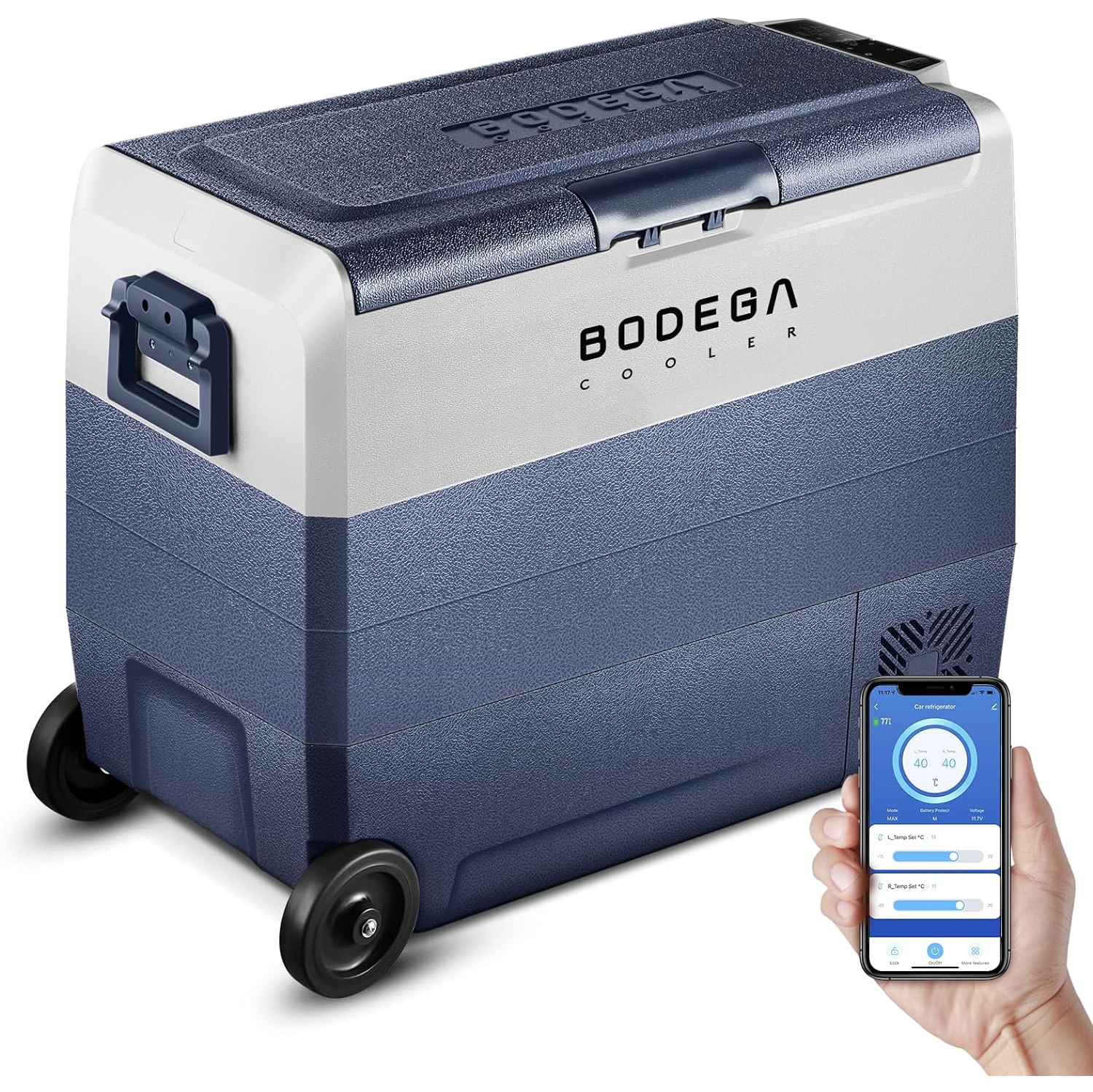 BODEGACOOLER 12 Volt Refrigerator, Car Fridge Dual Zone APP Control, 64 Quart（60L）-4℉-68℉ Portable Freezer, Car Cooler, 12/24V DC and 100-240V