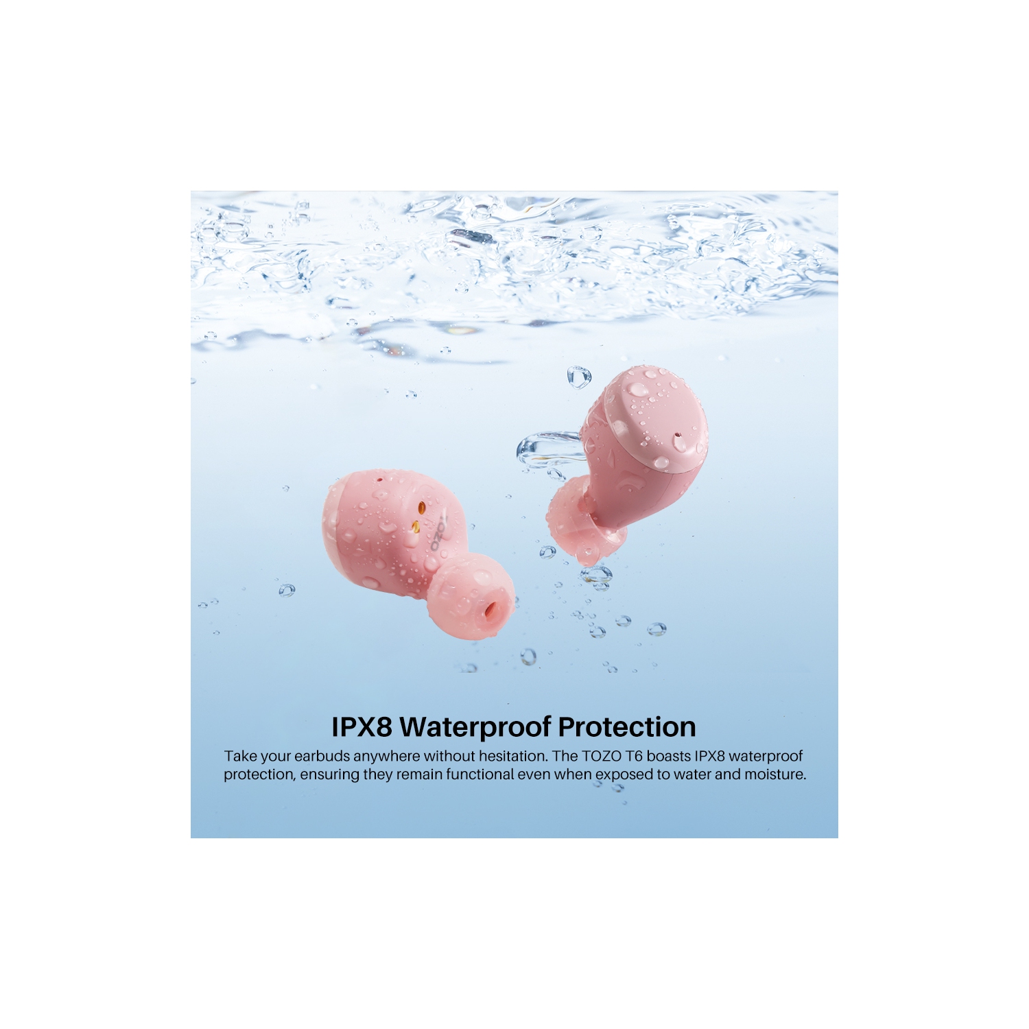 Écouteurs boutons sans fil Bluetooth 5,3 TOZO T6 Mini, écouteurs bouton ergonomiques, 50Hrs Playtime avec étui de chargement sans fil, APPLICATION EQ