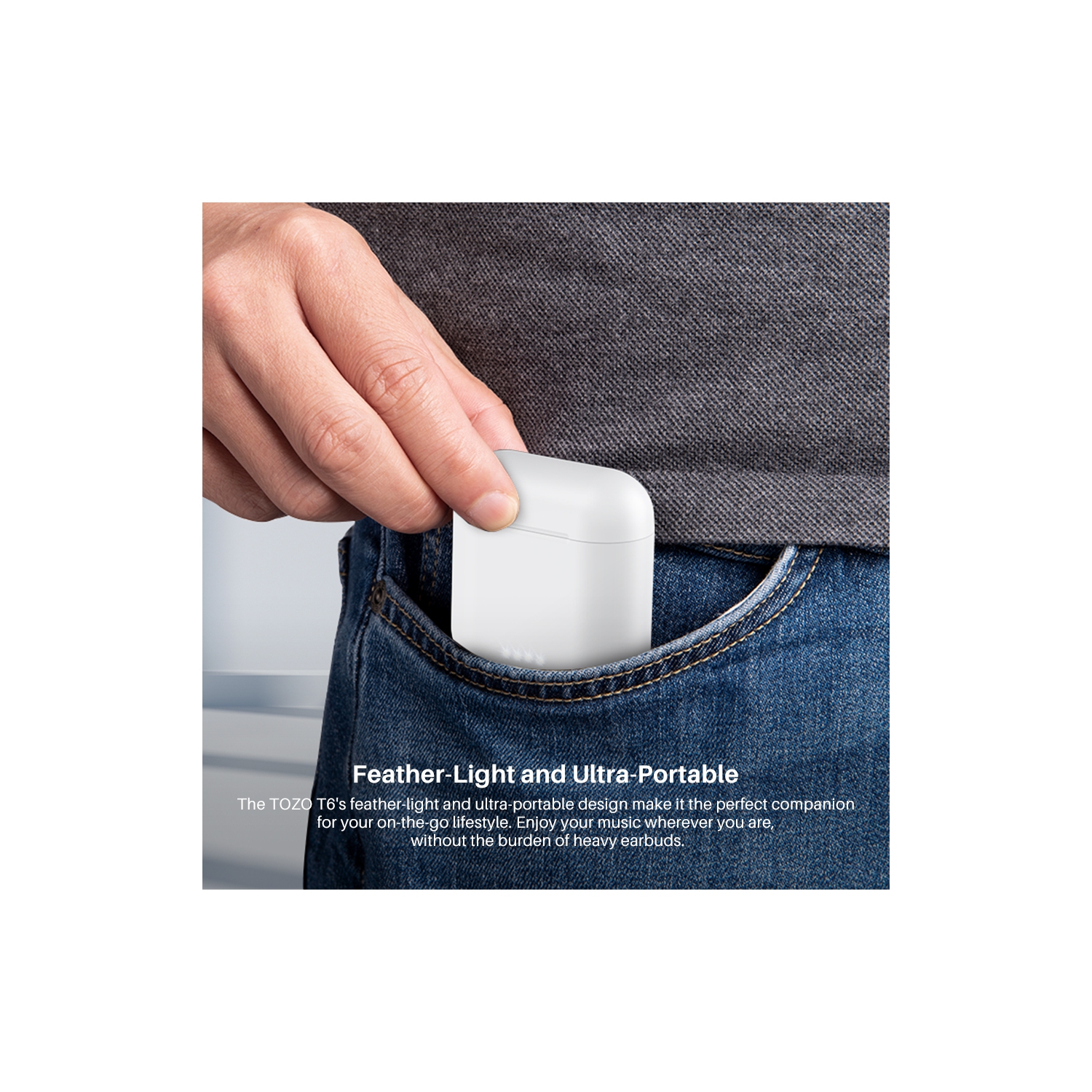 Écouteurs boutons sans fil Bluetooth 5,3 TOZO T6 Mini, écouteurs bouton ergonomiques, 50Hrs Playtime avec étui de chargement sans fil, APP EQ