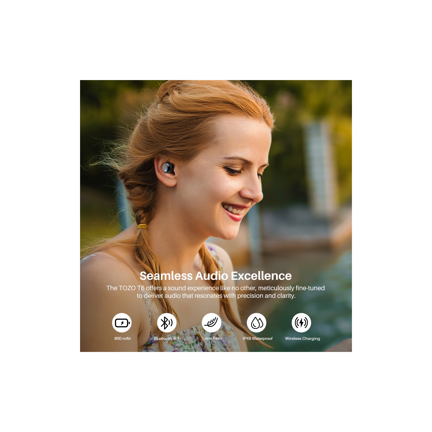 TOZO T6 mini Wireless Earbuds Bluetooth 5.3 Headphones, Ergonomic Design in-Ear Headset, 50Hrs Playtime with Wireless Charging Case, APP EQ