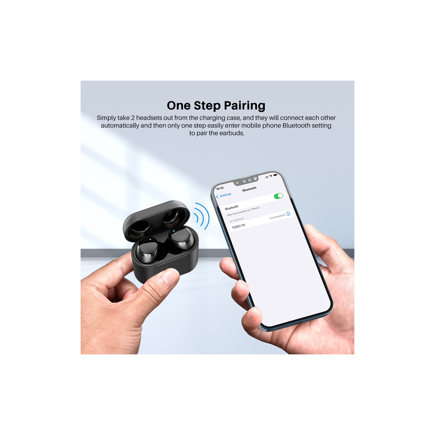 TOZO T6 mini Wireless Earbuds Bluetooth 5.3 Headphones, Ergonomic Design in-Ear Headset, 50Hrs Playtime with Wireless Charging Case, APP EQ