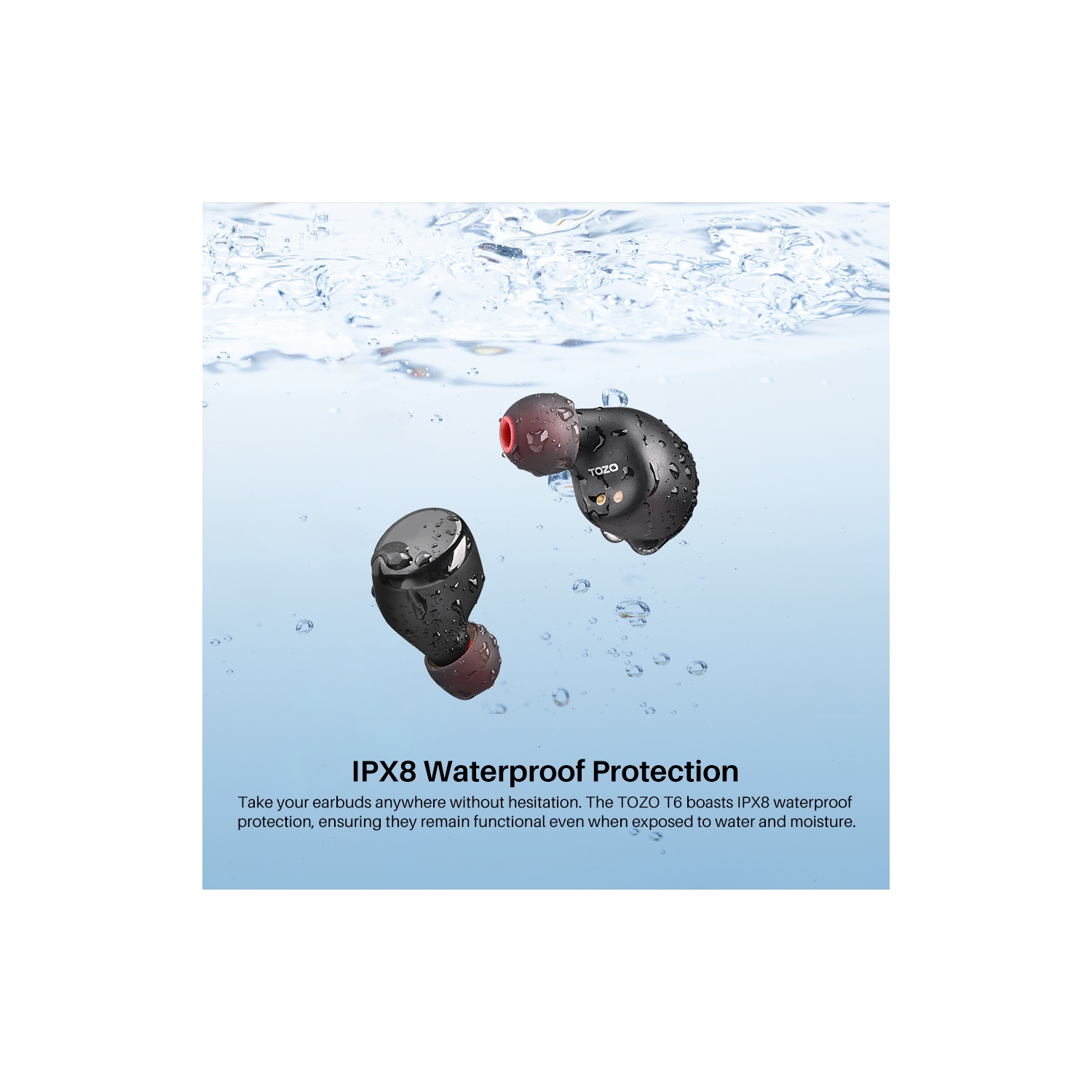 TOZO T6 mini Wireless Earbuds Bluetooth 5.3 Headphones, Ergonomic Design in-Ear Headset, 50Hrs Playtime with Wireless Charging Case, APP EQ