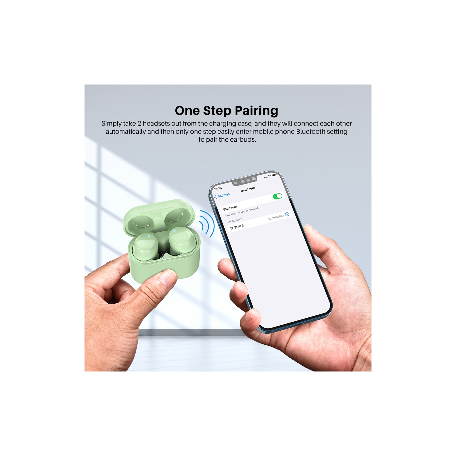 Écouteurs boutons sans fil Bluetooth 5,3 TOZO T6 Mini, écouteurs bouton ergonomiques, 50Hrs Playtime avec étui de chargement sans fil, APP EQ