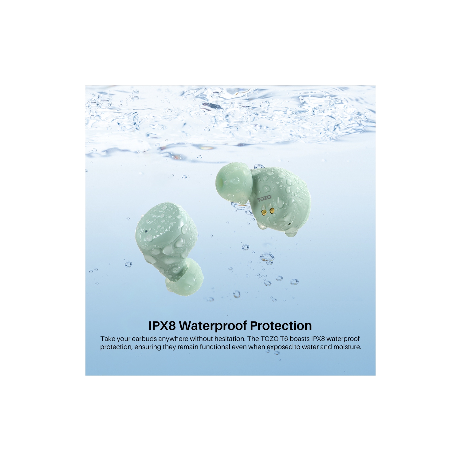 Écouteurs boutons sans fil Bluetooth 5,3 TOZO T6 Mini, écouteurs bouton ergonomiques, 50Hrs Playtime avec étui de chargement sans fil, APP EQ